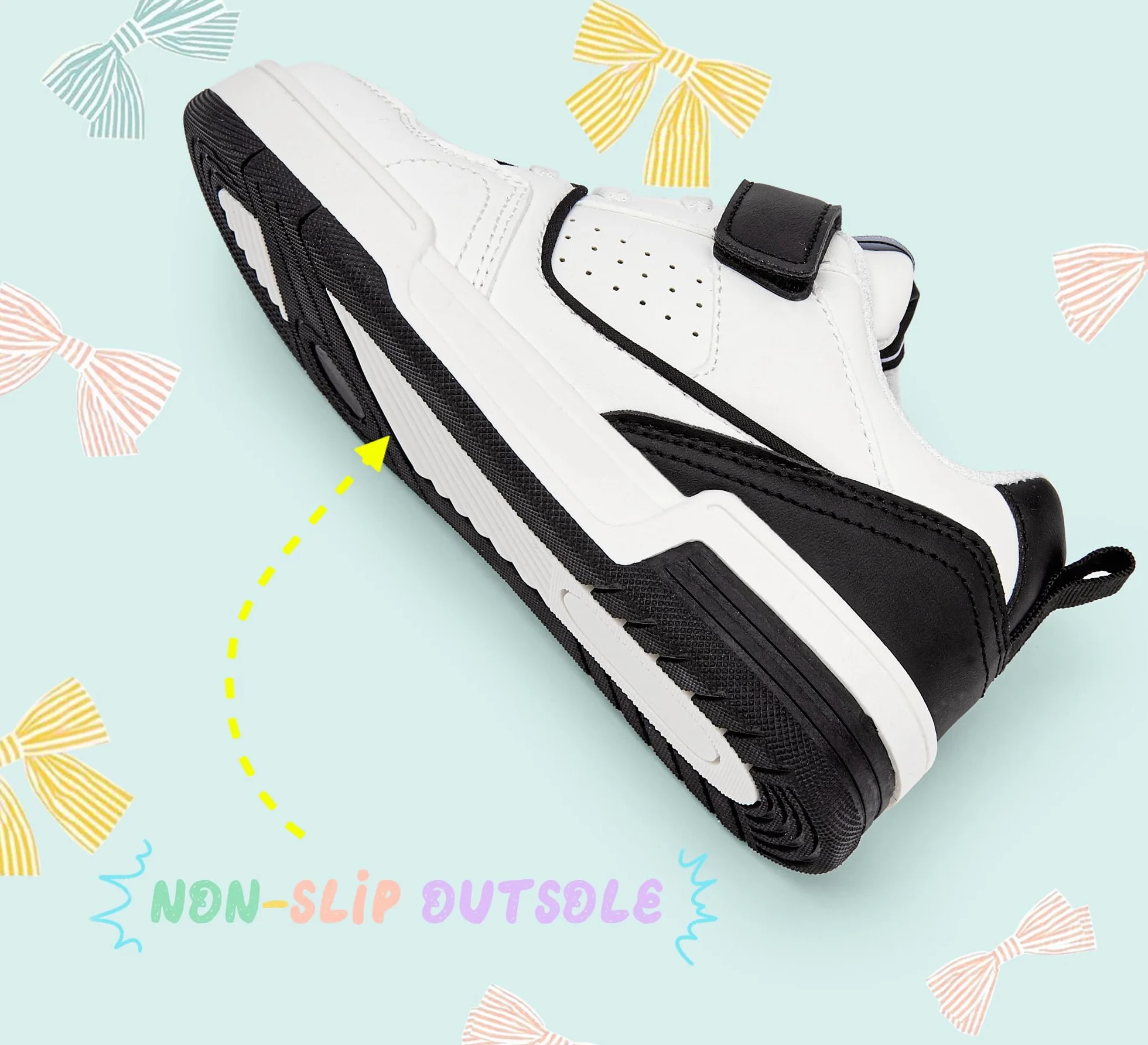 LUCKY STEP Dziecięce buty typu sneakers – wygodne buty rekreacyjne do szkoły, uprawiania sportu i na co dzień, niskie trampki z zapięciem na rzepy, dla chłopców/dziewczynek