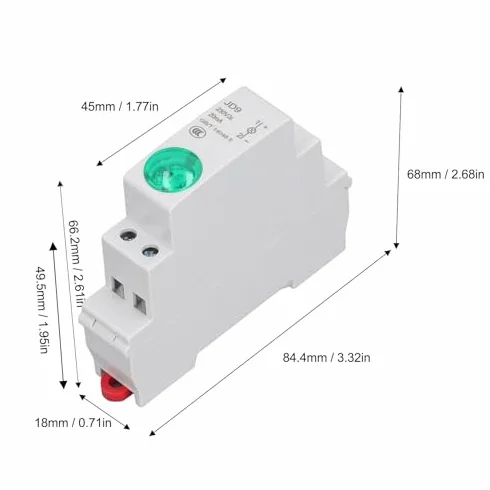 Lampka Kontrolna Przemysłowa Montaż na Szynie DIN Wskaźnik świetlny Obwód Wskazanie Sygnału dla Skrzynki Rozdzielczej Tokarki CNC Warsztaty AC DC 230 V (GREEN)