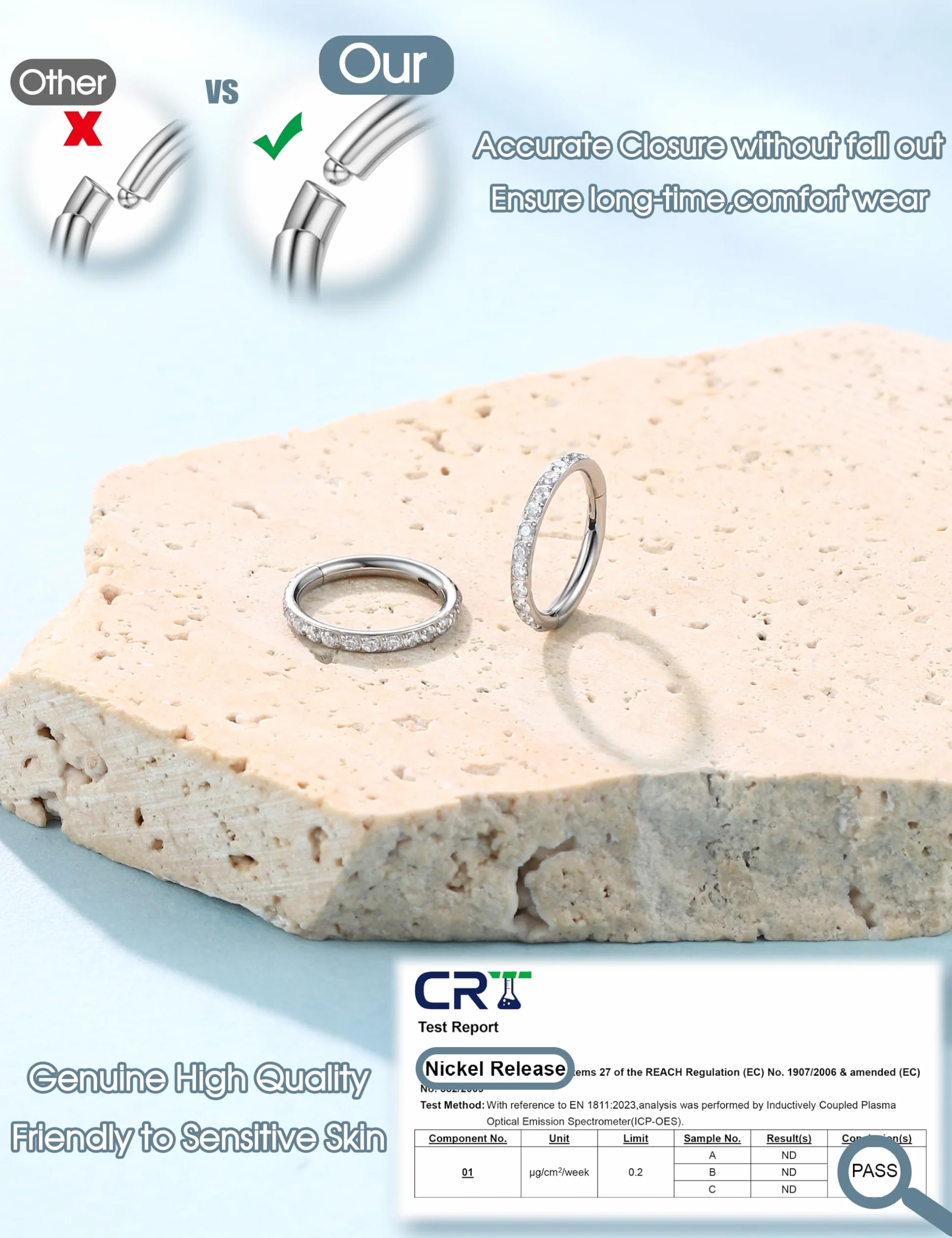 Morfetto Kolczyki ze stali chirurgicznej Piercing Helix Hoop 6MM 8MM 10MM