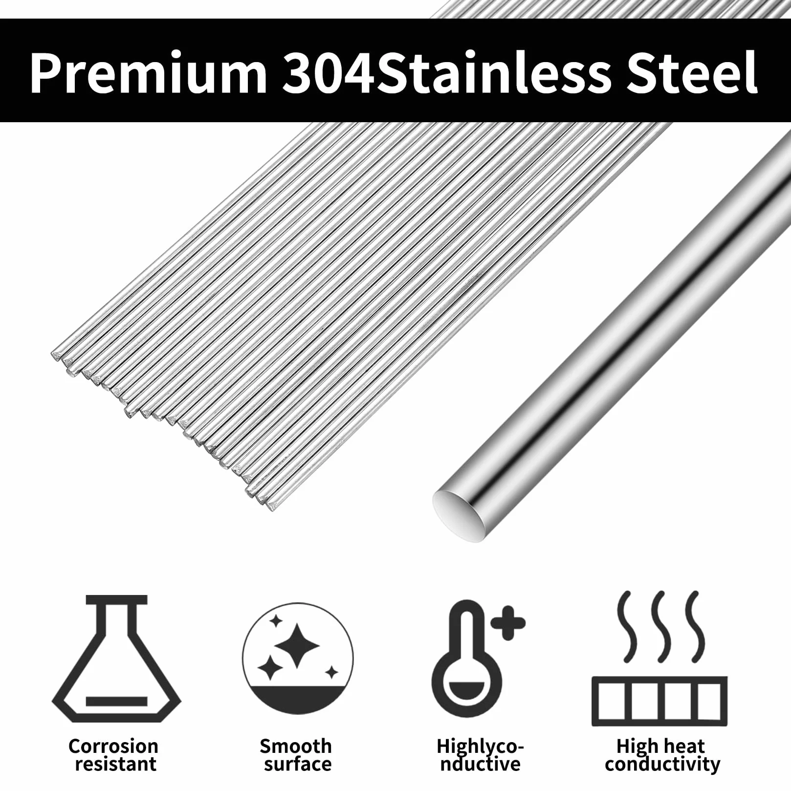 25 Sztuk Prętów Ze Stali Nierdzewnej, 2 x 300mm Okrągłe Pręty Ze Stali Nierdzewnej, Pręt Metalowy, 304 Pręty Ze Stali Nierdzewnej, Okrągły Pręt, Pełny Okrągły Pręt do Modeli Samolotów Samochodów DIY