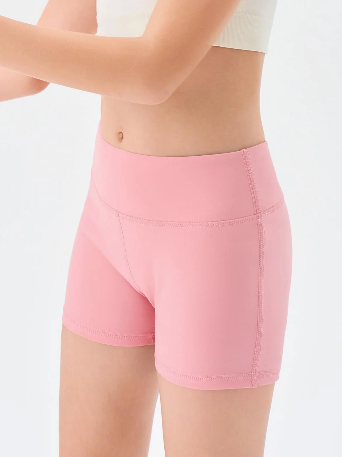Haloumoning Dziewczęce szorty letnie krótkie legginsy dziecięce jednokolorowe spodnie kolarskie z wysokim stanem spodnie do jogi, tańca, gimnastyki, legginsy sportowe pod spódnicą, krótkie spodnie, 5