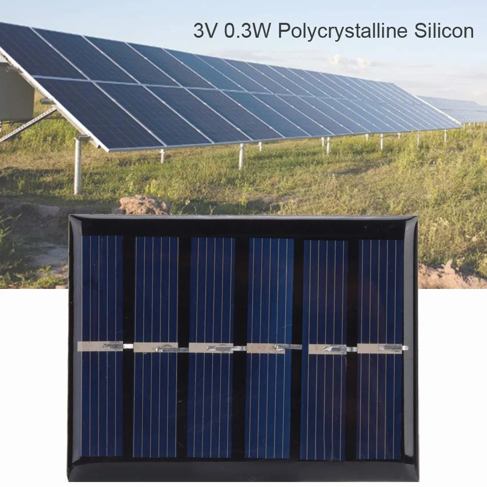 Keenso 4 szt. 3 V, 0,3 W, polikrystaliczny krzem, panel słoneczny, wodoszczelny, "zrób to sam", bezpieczna ładowarka solarna z kablem 65 x 48 mm