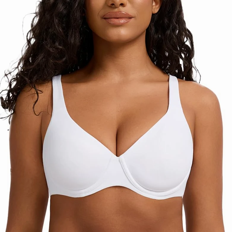 MELENECA Biustonosz Minimizer z Dekoltem w Serek (V-neck) — z Fisbiną, Plus Size, Plunge, Bez Wypełnienia, Bezszwowy (T-shirt)