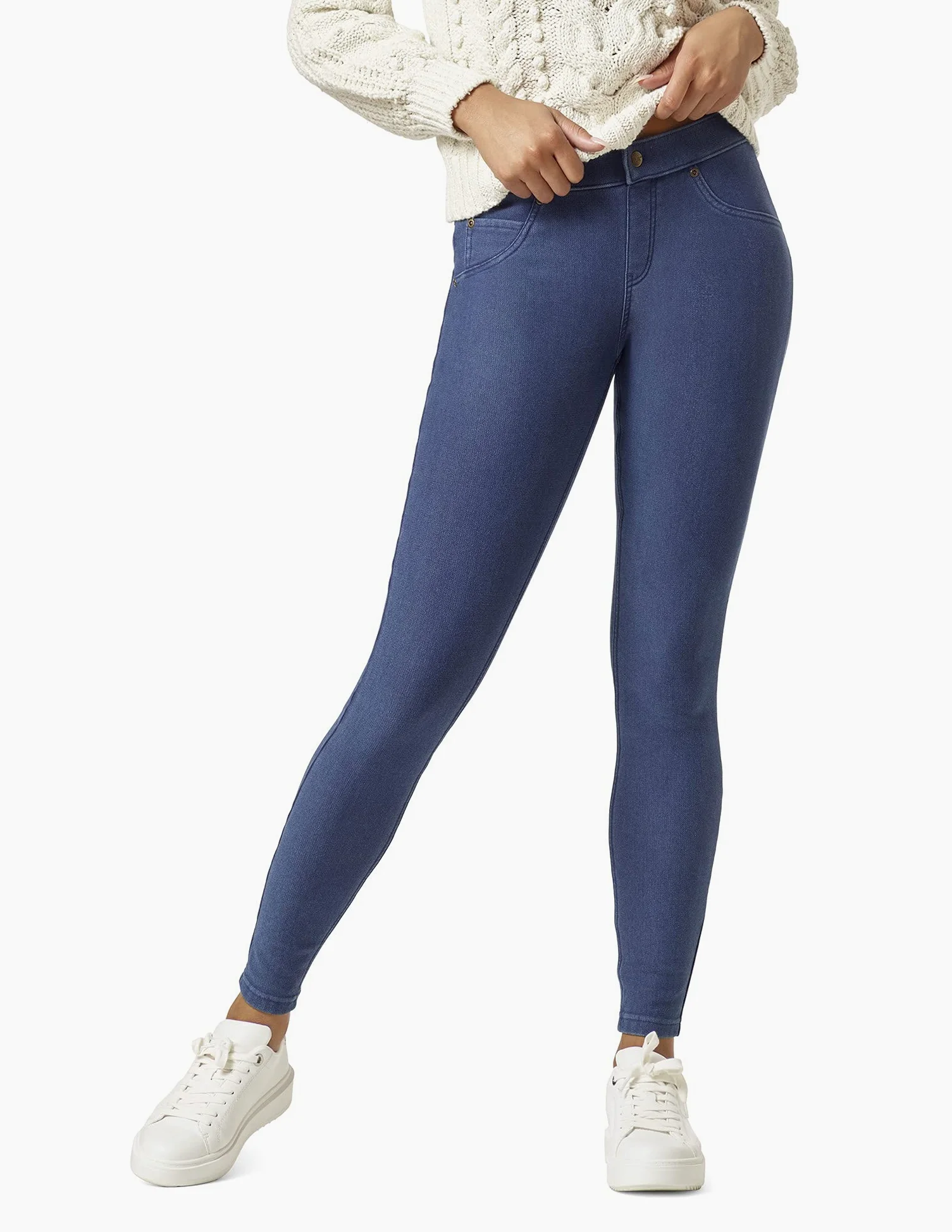 HUE Damskie legginsy z podszewką z polaru, Średnie spranie, L