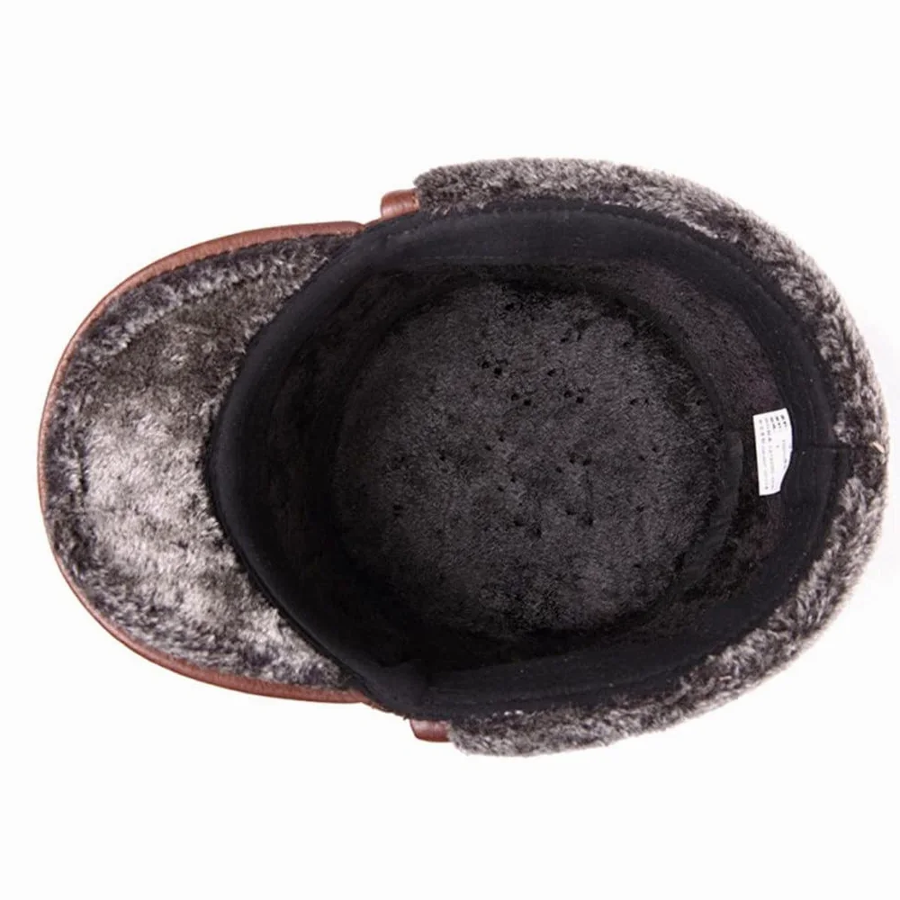 Czapka zimowa męska skórzana czapka typu bomber z owczej skóry z nausznikami, czarna, ciepła, gruba, narciarska, śnieżna, wiatroszczelna, męska czapka (srebrna XL (57),srebrna-XL (57 (3 sztuki)