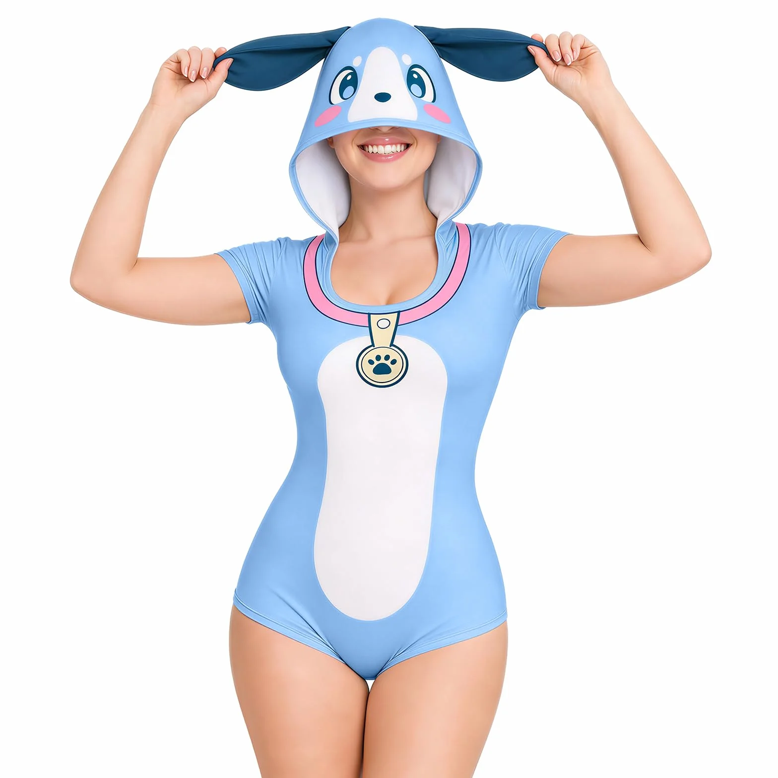 LittleForBig Jedwabisty kombinezon piżamowy - model Little Furry Blue Baby