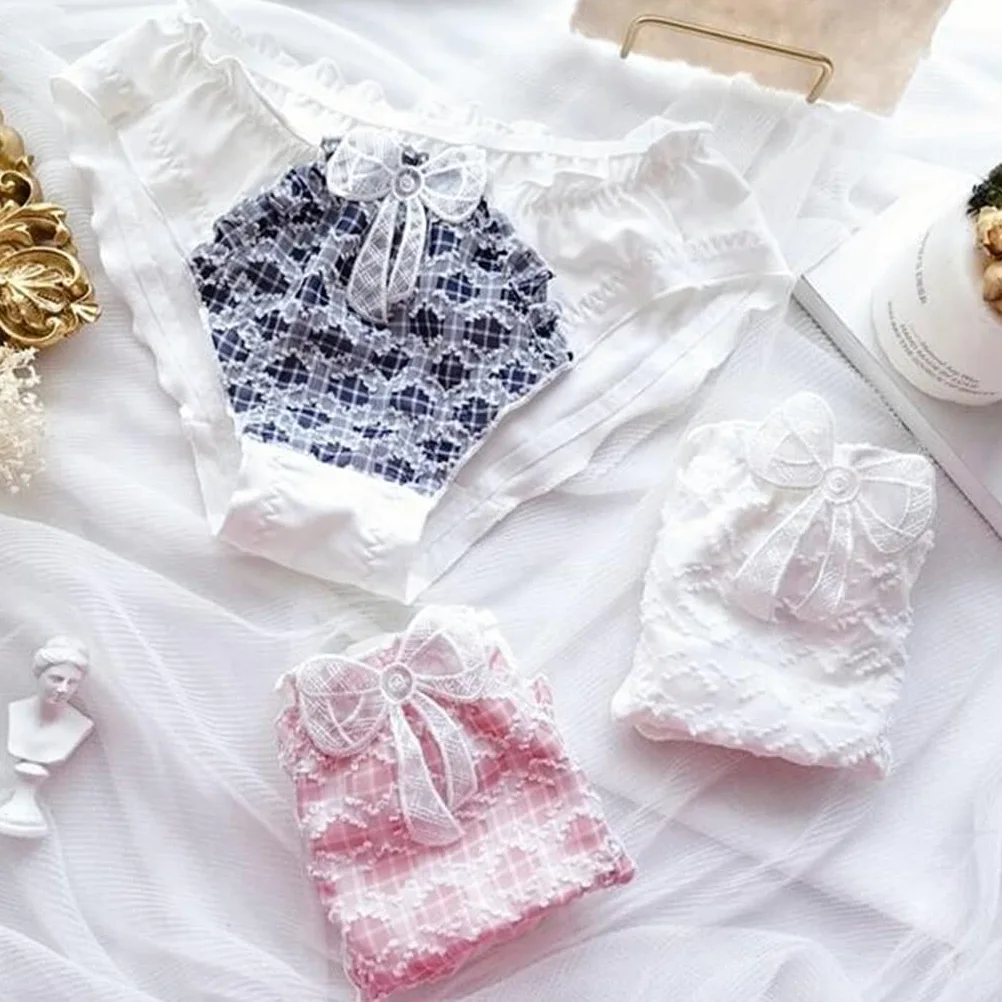 3 szt. Wygodne białe majtki Plus rozmiar śliczne Kawaii seksowna opaska dziecięca bielizna-majtki