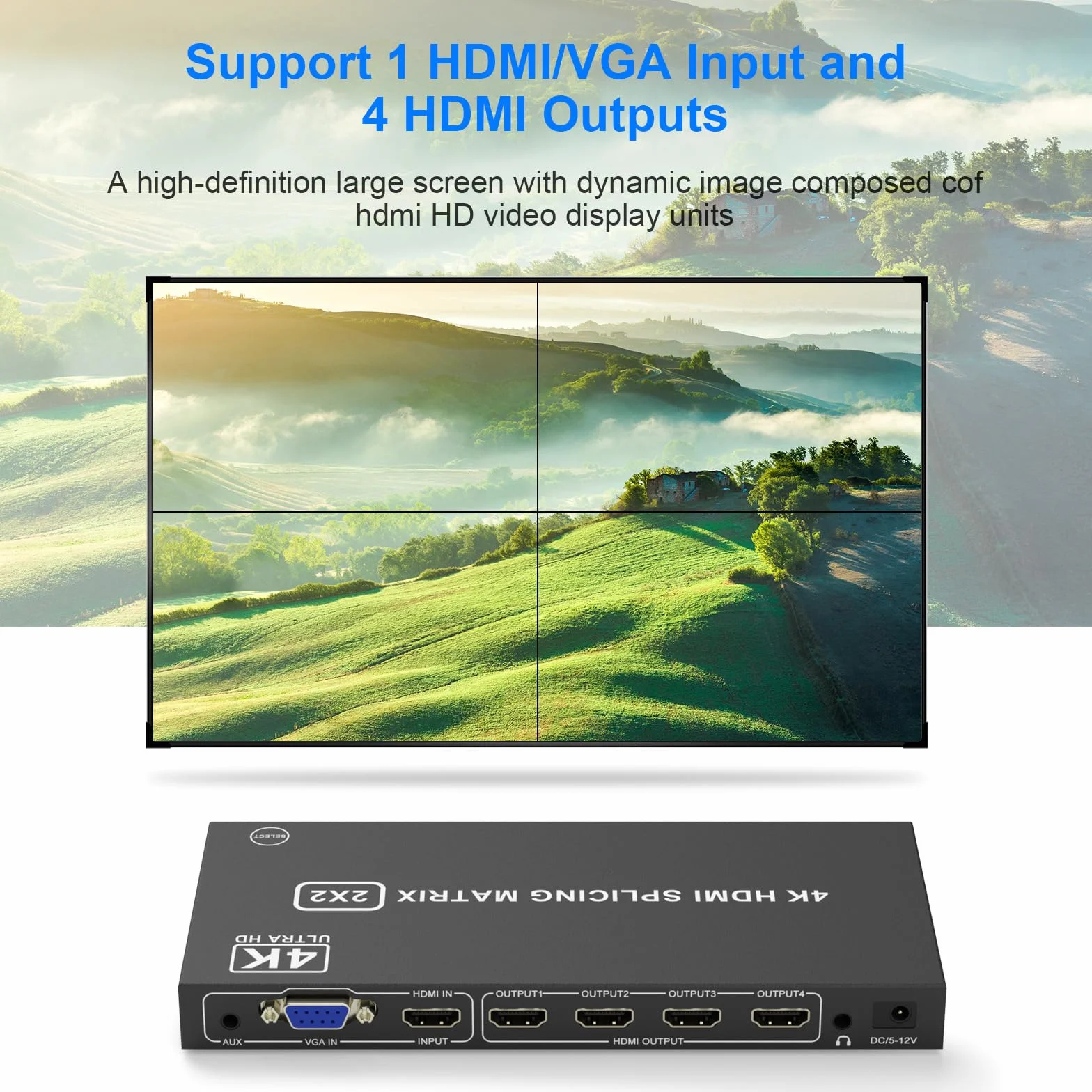 2 x 2 HDMI video Wall Controller 2x2