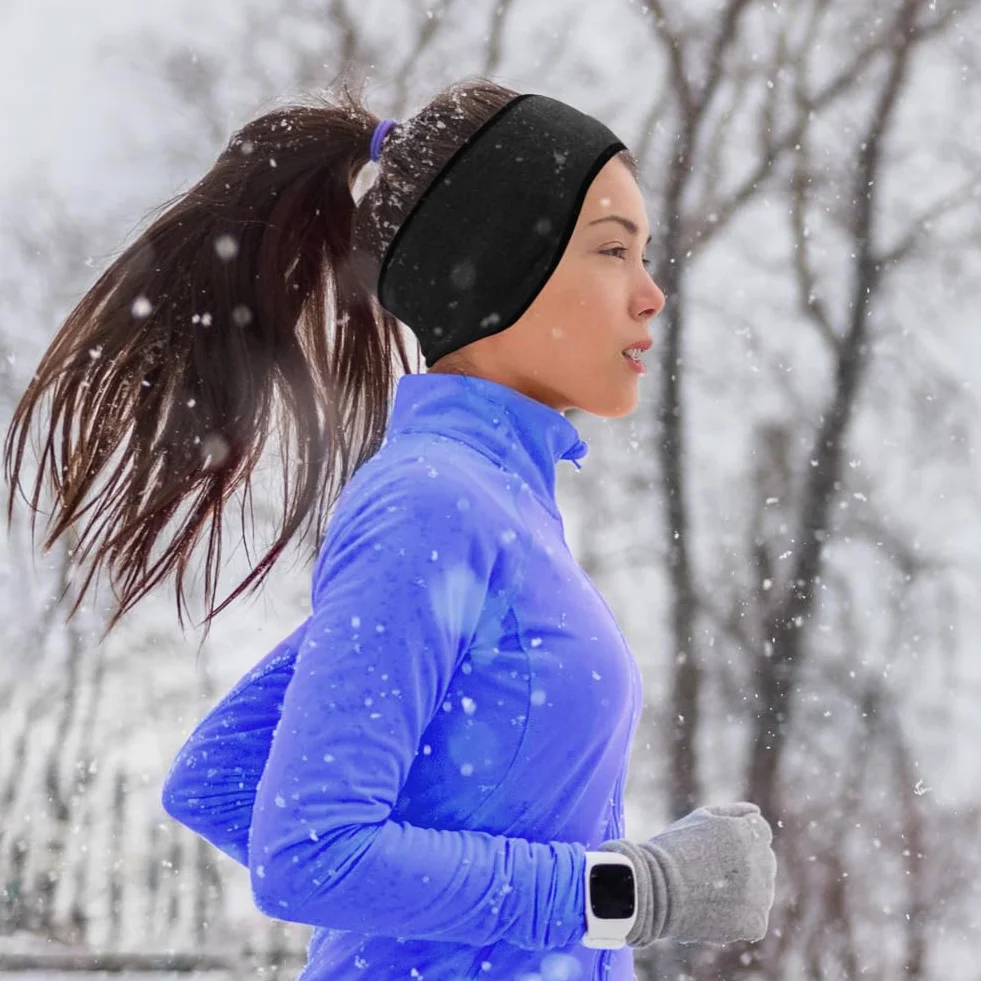 Flintronic Ocieplacze na uszy, 2 szt. polarowe nauszniki, elastyczna sportowa opaska na głowę, dla mężczyzn i kobiet, zimowe opaski na głowę do jazdy na nartach, biegania, jazdy na rowerze, wędrówek,