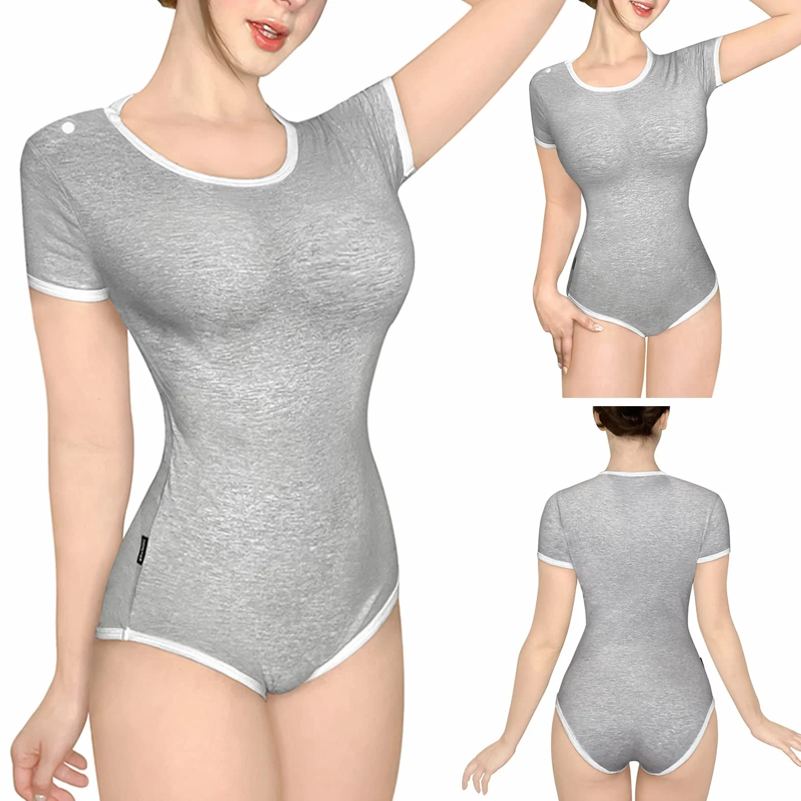 LittleForBig Bawełniany śpioszki Onesie Piżama Bodysuit-Seria pastelowa Szary