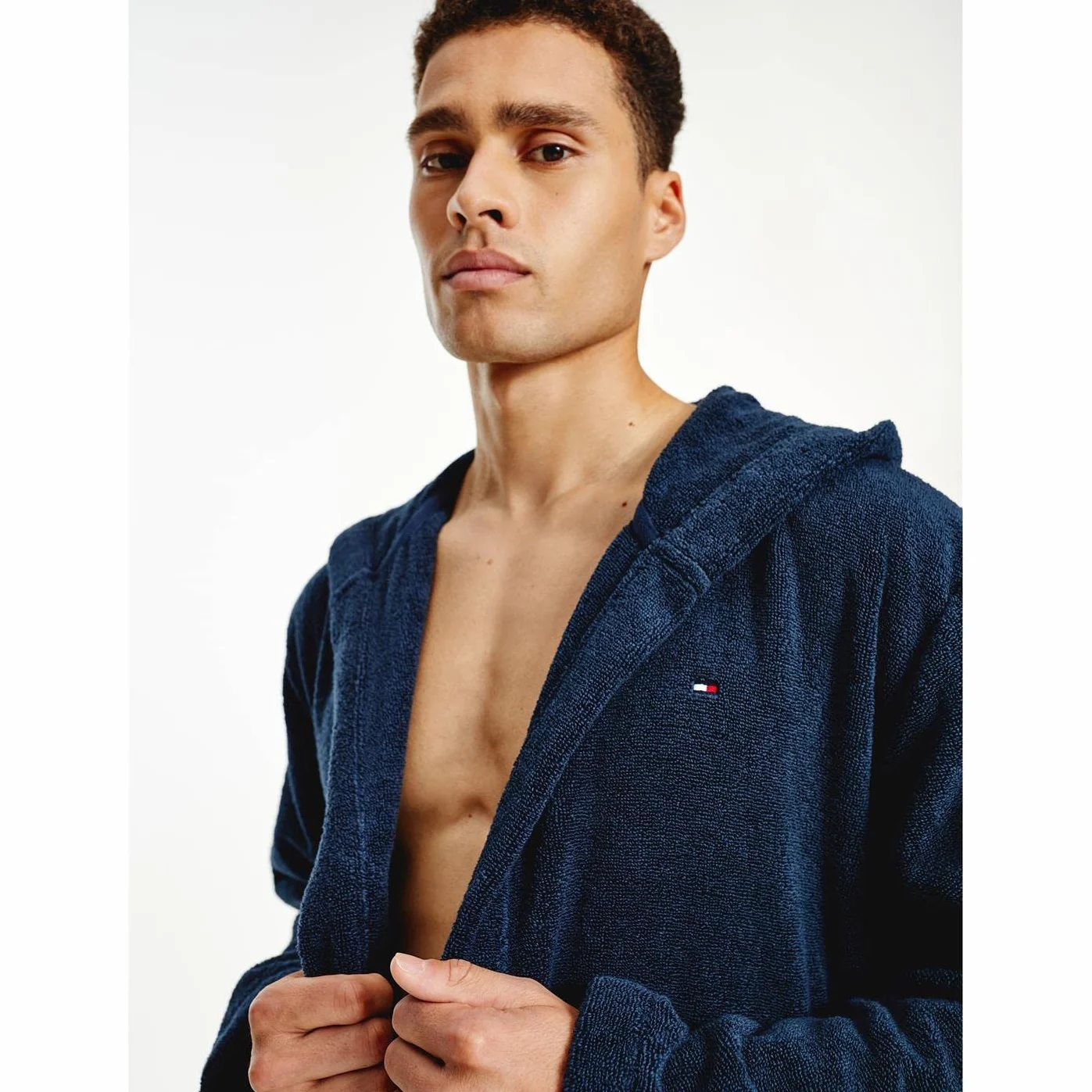 Tommy Hilfiger Mężczyźni Icon Hooded Szlafrok Kąpielowy, Granatowy, M
