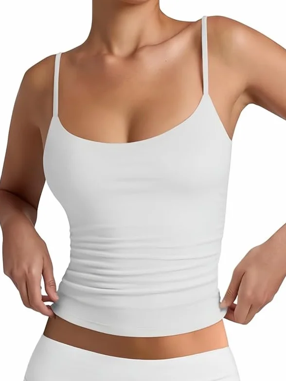 Damska bluzka typu crop, na lato, dekolt w kształcie litery U, bez rękawów, seksowna, regulowane ramiączka spaghetti, Y2K, podkoszulek sportowy, bez pleców, basic Cami