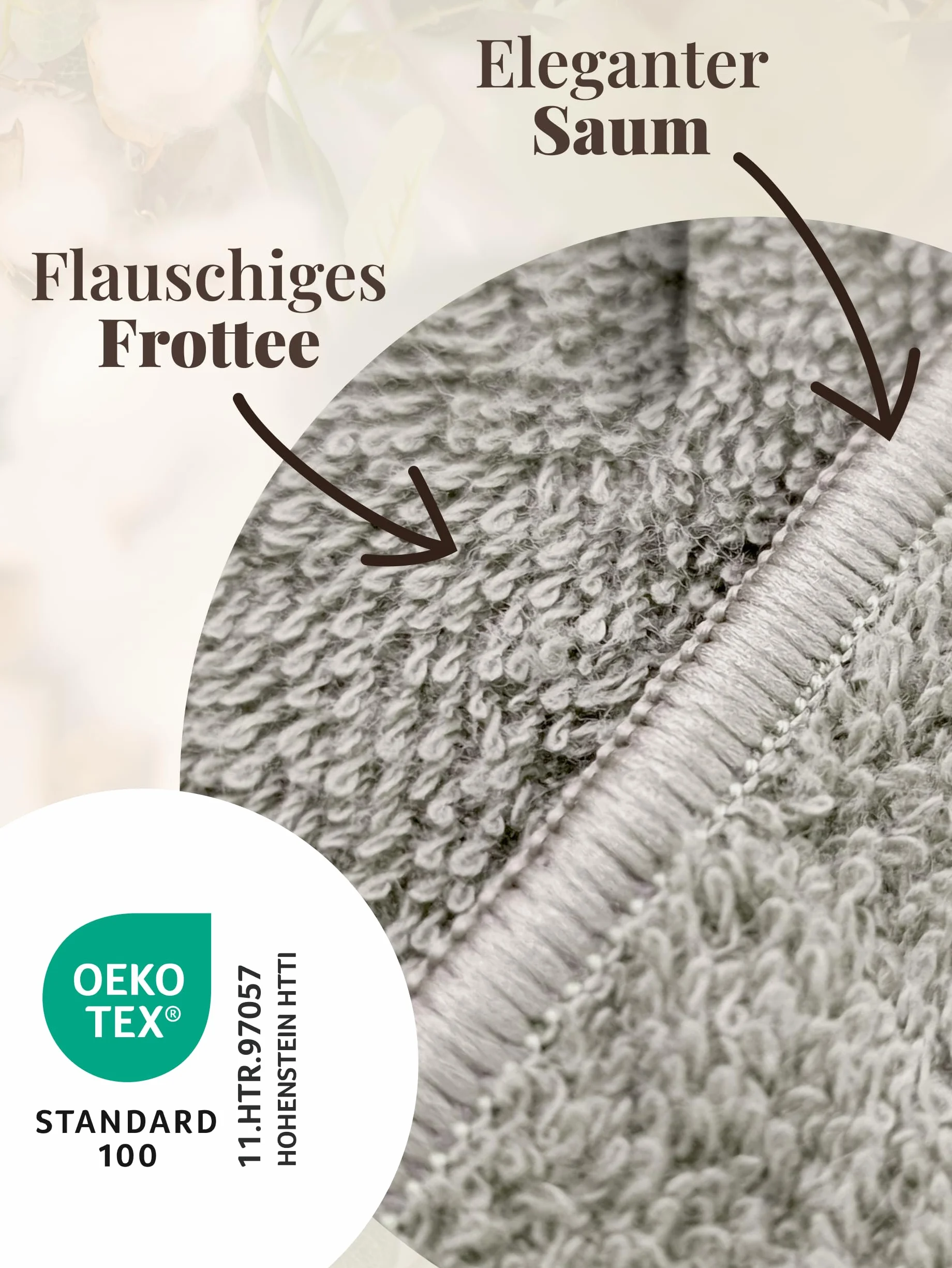 Damski szlafrok kąpielowy bawełniany 340 g/m² z kapturem Öko-Tex frotte