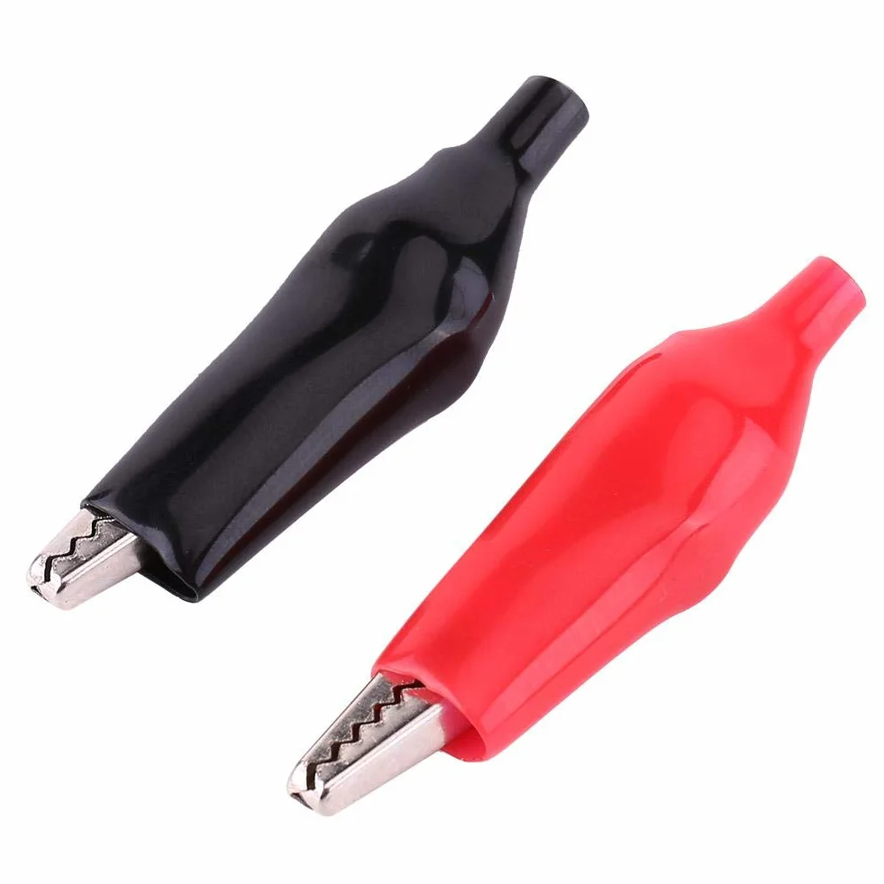 Zaciski krokodylkowe Akozon 20 sztuk 28MM metalowy zacisk krokodylkowy elektryczny zacisk krokodylkowy do testowania miernika sondy czarny i czerwony