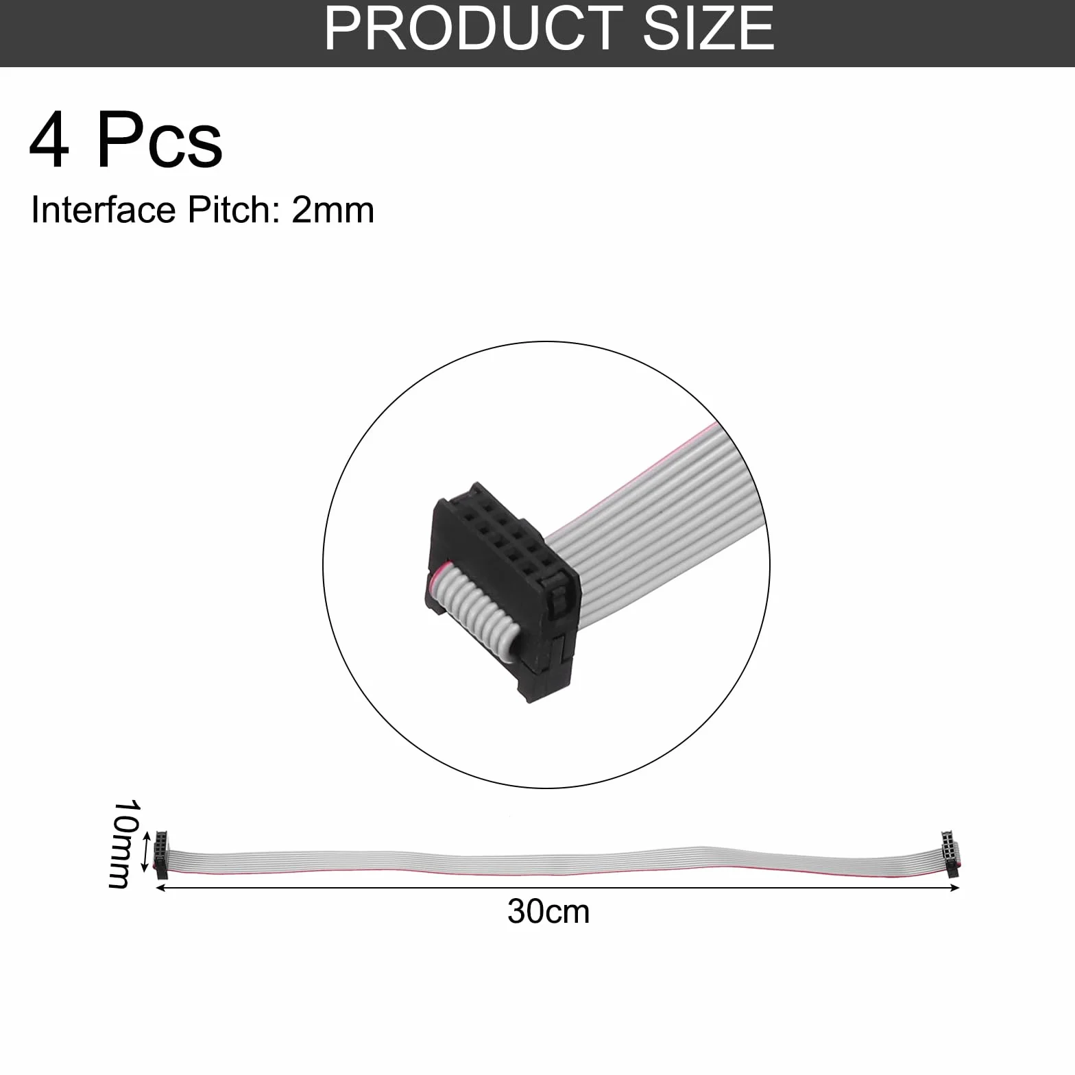 QUARKZMAN 4 szt. IDC kabel płaski, 2 mm Pitch 10 mm szerokość 30 cm długość 10 pin FC do FC wtyczka płaska kabel Jumper do PC, wyświetlaczy LED