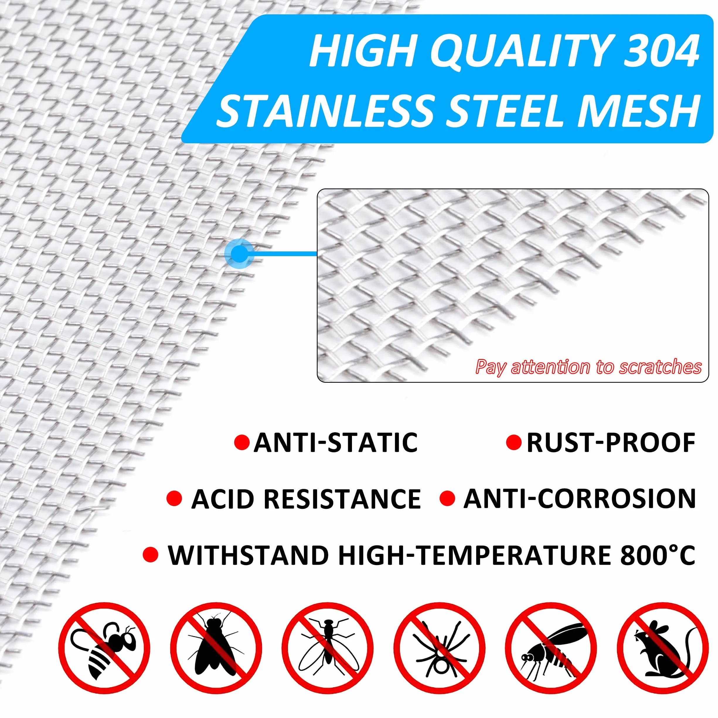 4 sztuki Metalowa siatka antygryzoń kratka metalowa kratka antyowadowa ze stali nierdzewnej 20 oczek 300 x 210 mm do filtracji wentylacyjnych