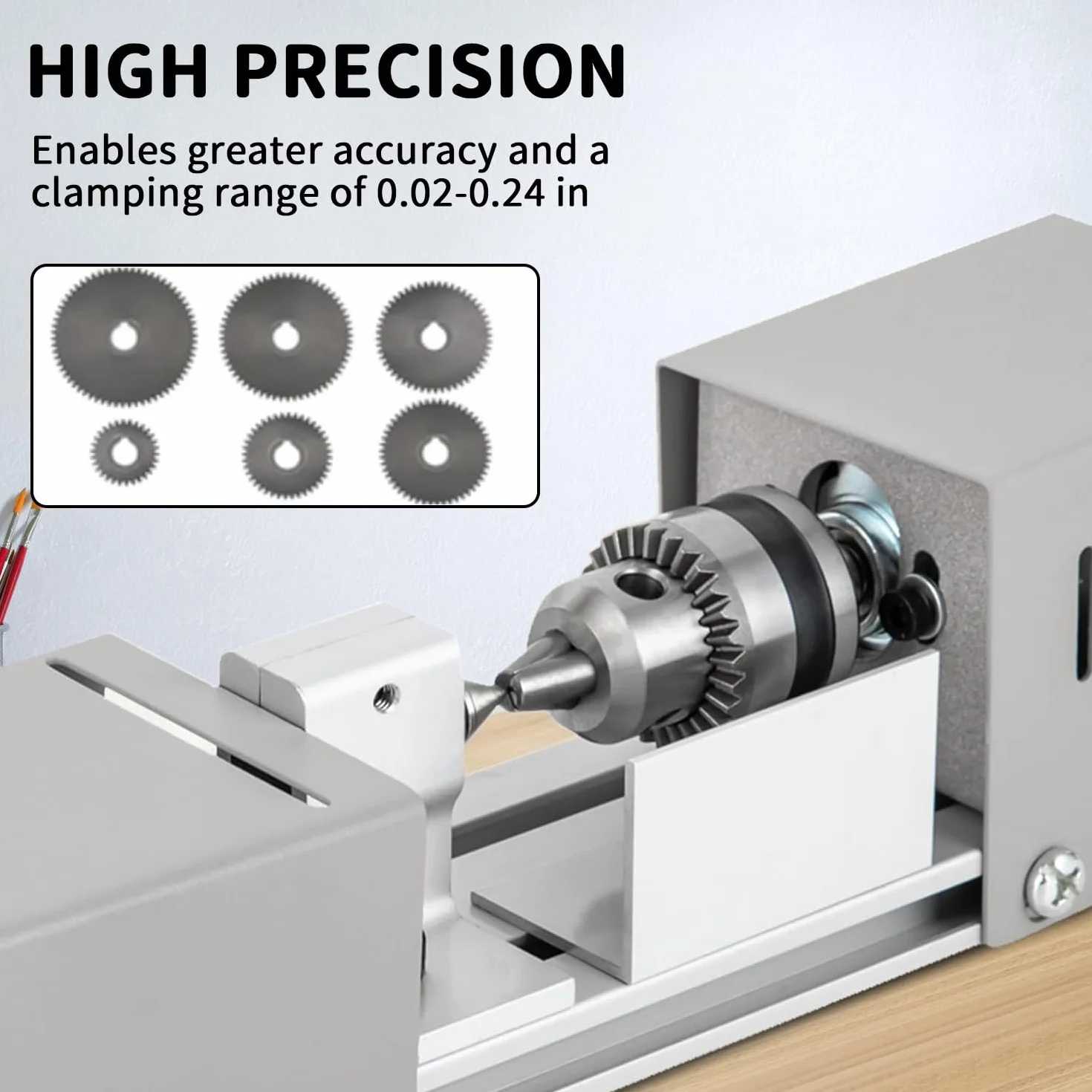 Mini tokarka 125 W, 2000 – 8000 obr./min, metalowa mała tokarka z 7-biegową regulacją, zakres zacisku od 0,02 do 0,24 cala, tokarka metalowa do obrotów, rowków, szlifowania