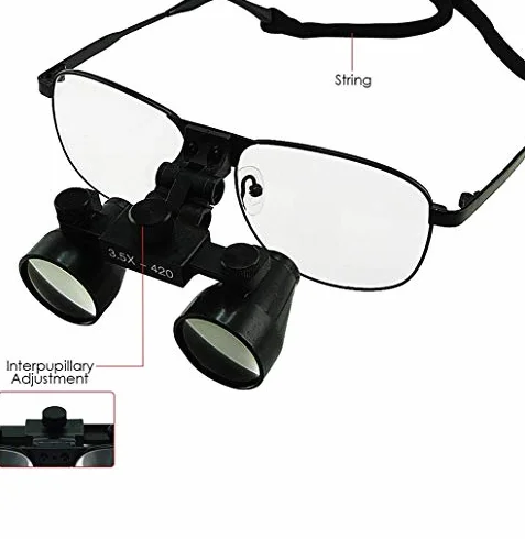 Lupa chirurgiczna lornetka z reflektorem LED, powiększenie 3,5x, styl galilejski, tytanowa ramka do użytku stomatologicznego