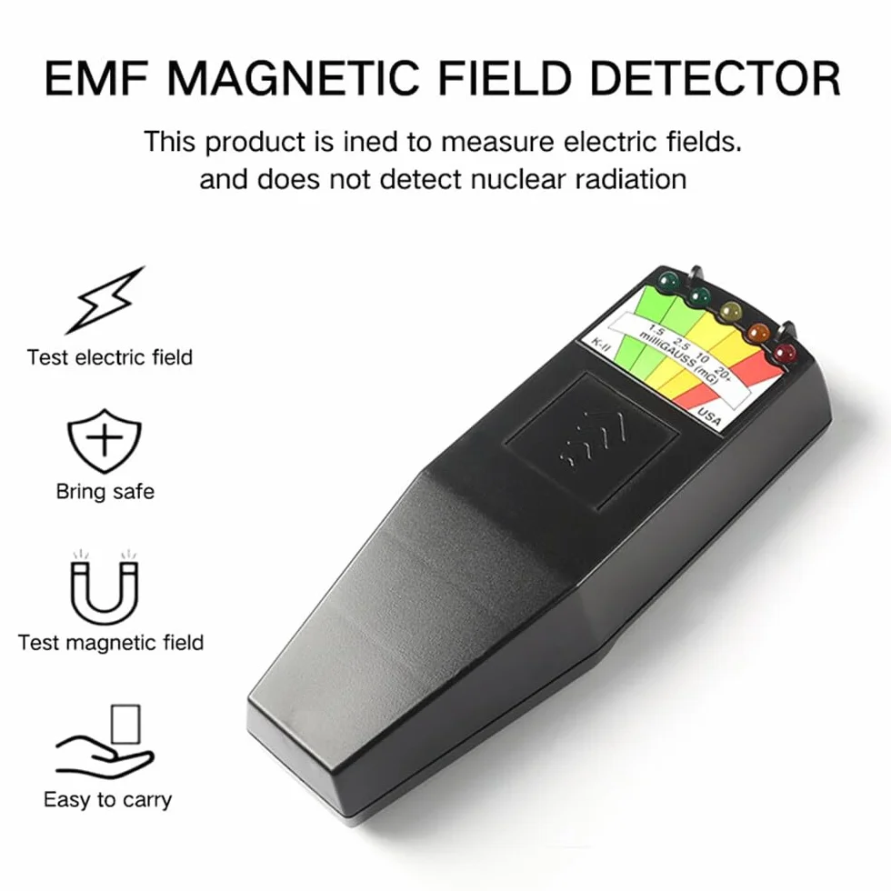 K2 przenośny detektor promieniowania elektromagnetycznego, 5 diod LED, miernik Ghost Hunting Equipment K2, do biura, domu, polowania na duchy, 50 Hz - 20 000 Hz, czarny