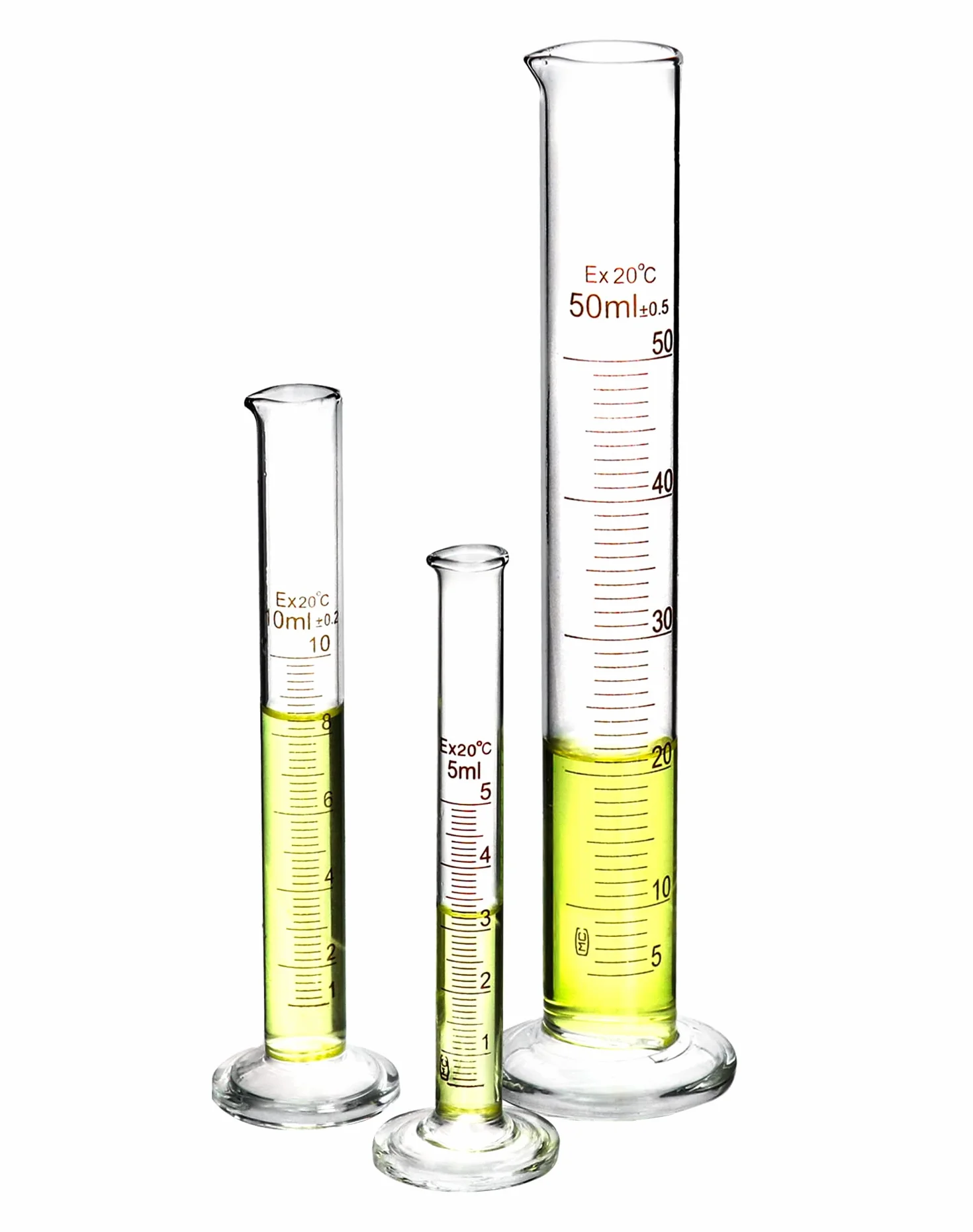 QWORK® 4 szt. Szklany cylinder z podziałką, 5 ml/10 ml/50 ml/100 ml, z 3 szt. szklanych pipet, 2 szt. Szczotka do probówek, 1 szt. Szklany pręt do mieszania