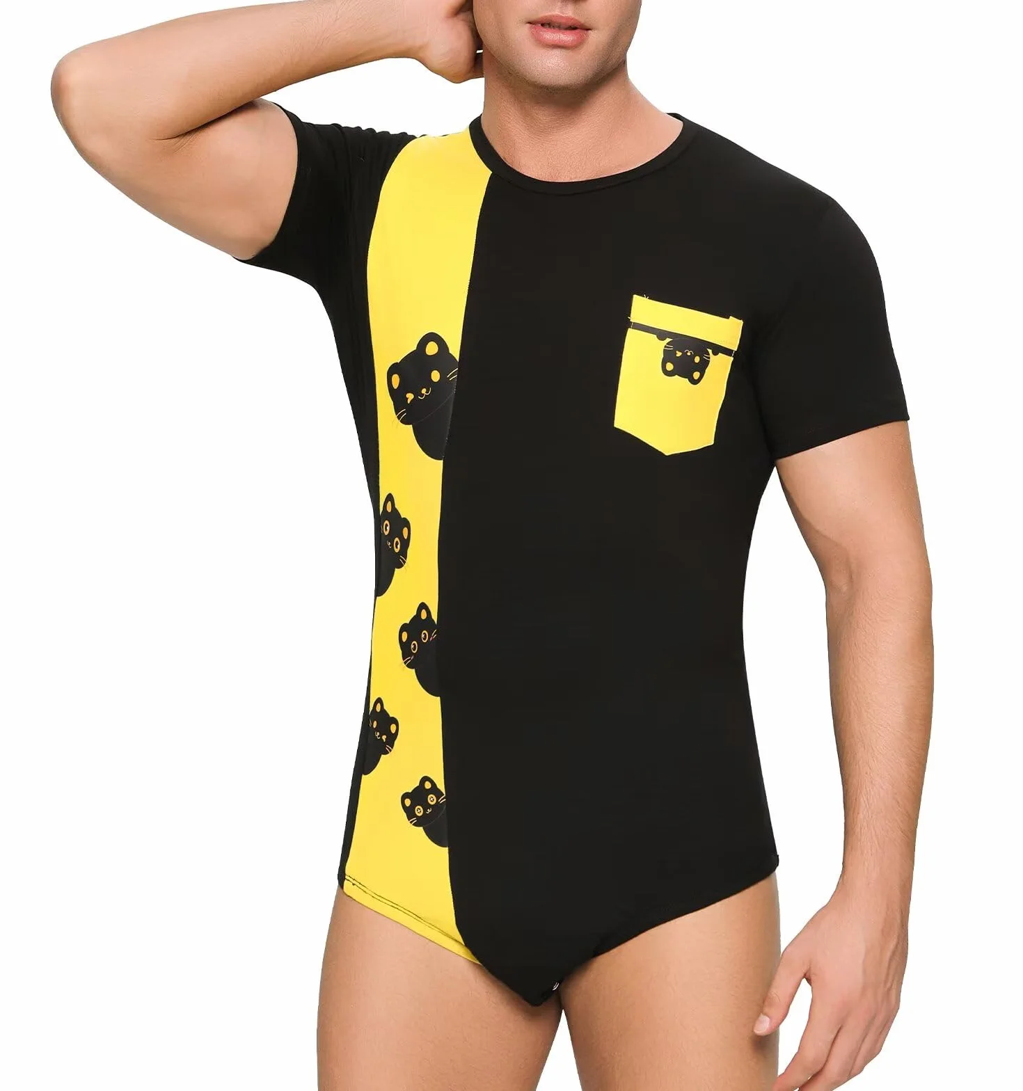 Landofgenie Mężczyźni Bawełniany Onesie Mężczyźni Body Mężczyźni Jednoczęściowy Kombinezon Body Tops