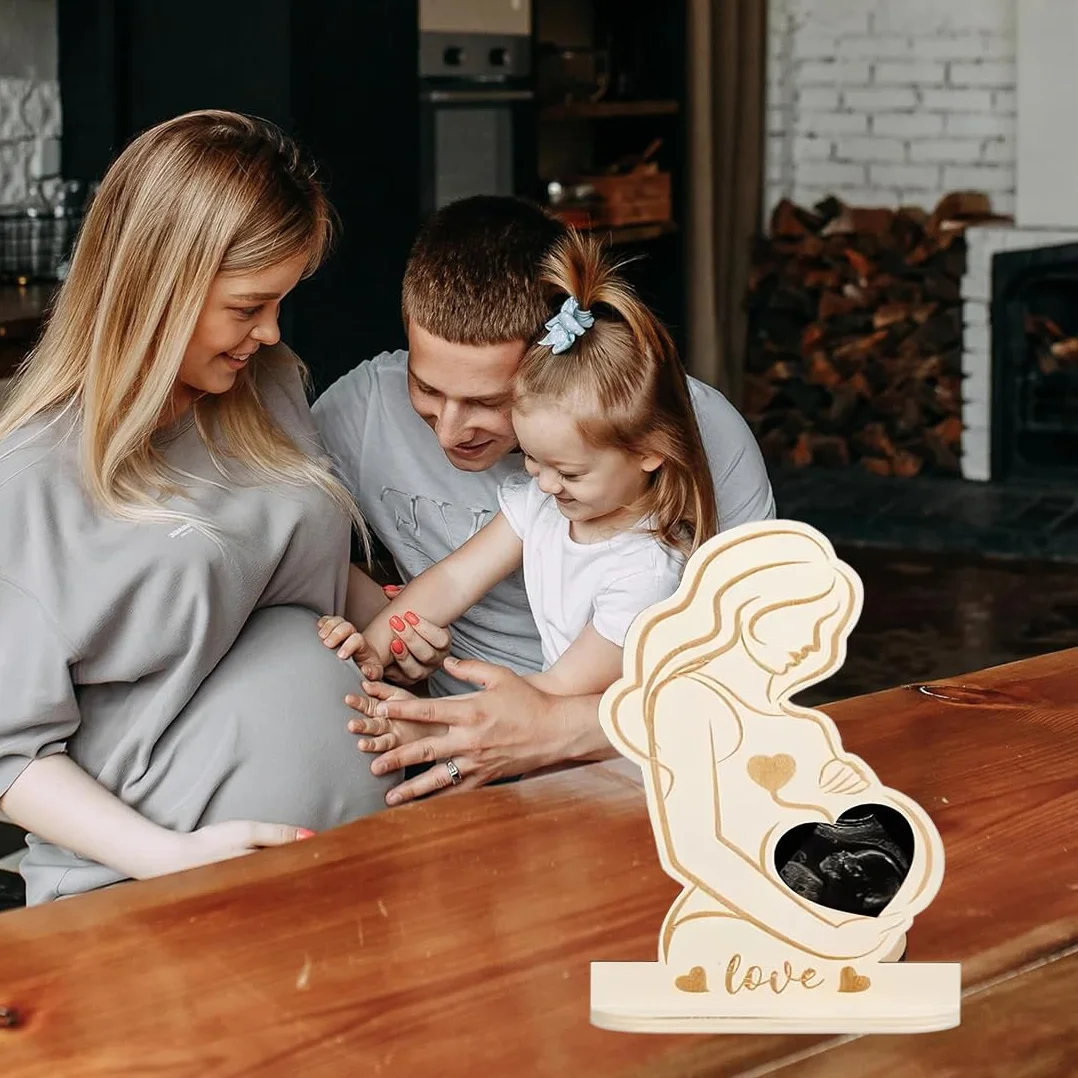 Ciąża drewniana ramka na zdjęcia ultradźwiękowe dziecko, kobiety, matka być pomysłami na prezent dla przyszłych matek, baby shower
