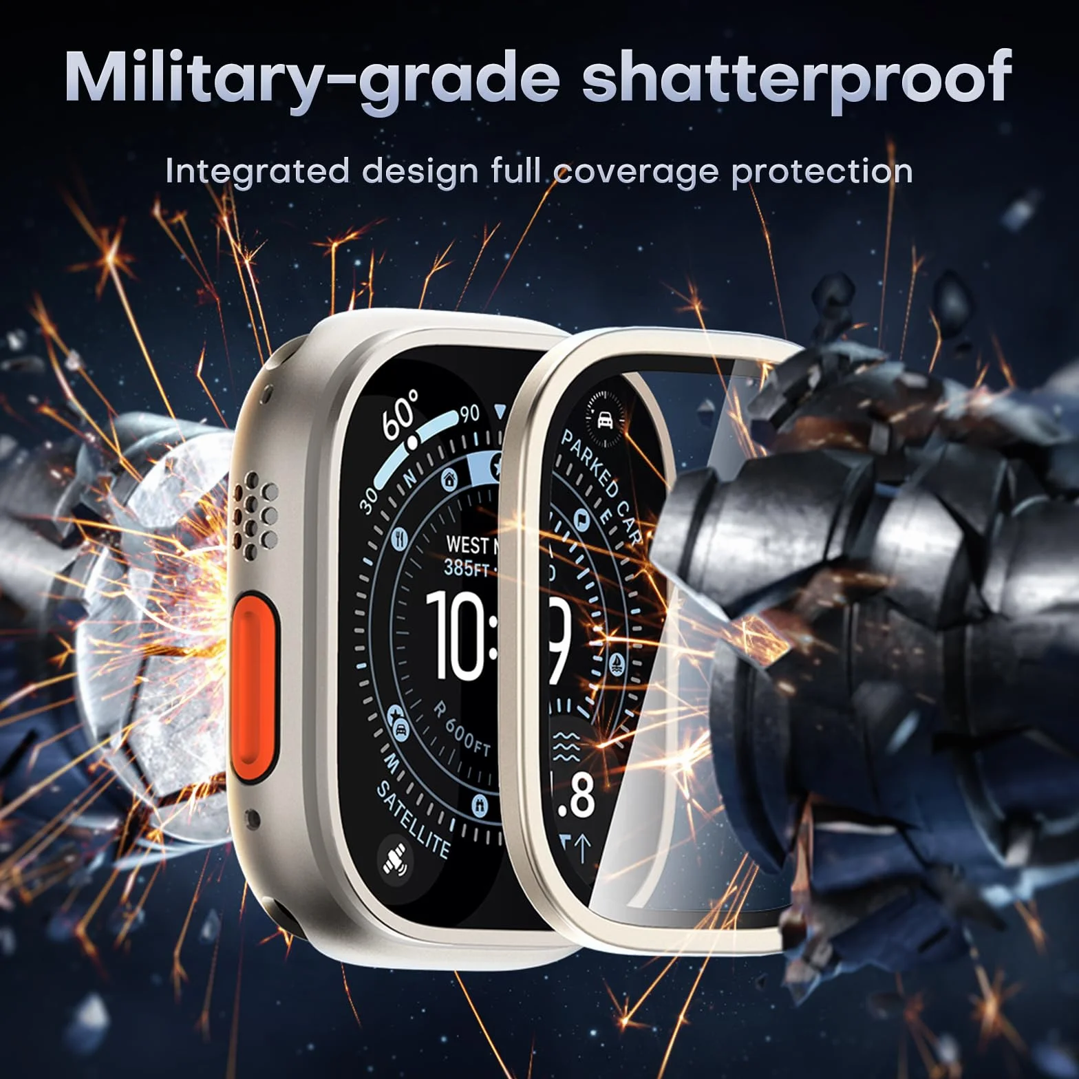 Zestaw 2 do Apple Watch Ultra 2 / Ultra ochraniacz ekranu 49 mm 9H szkło hartowane ramka ze stopu tytanu