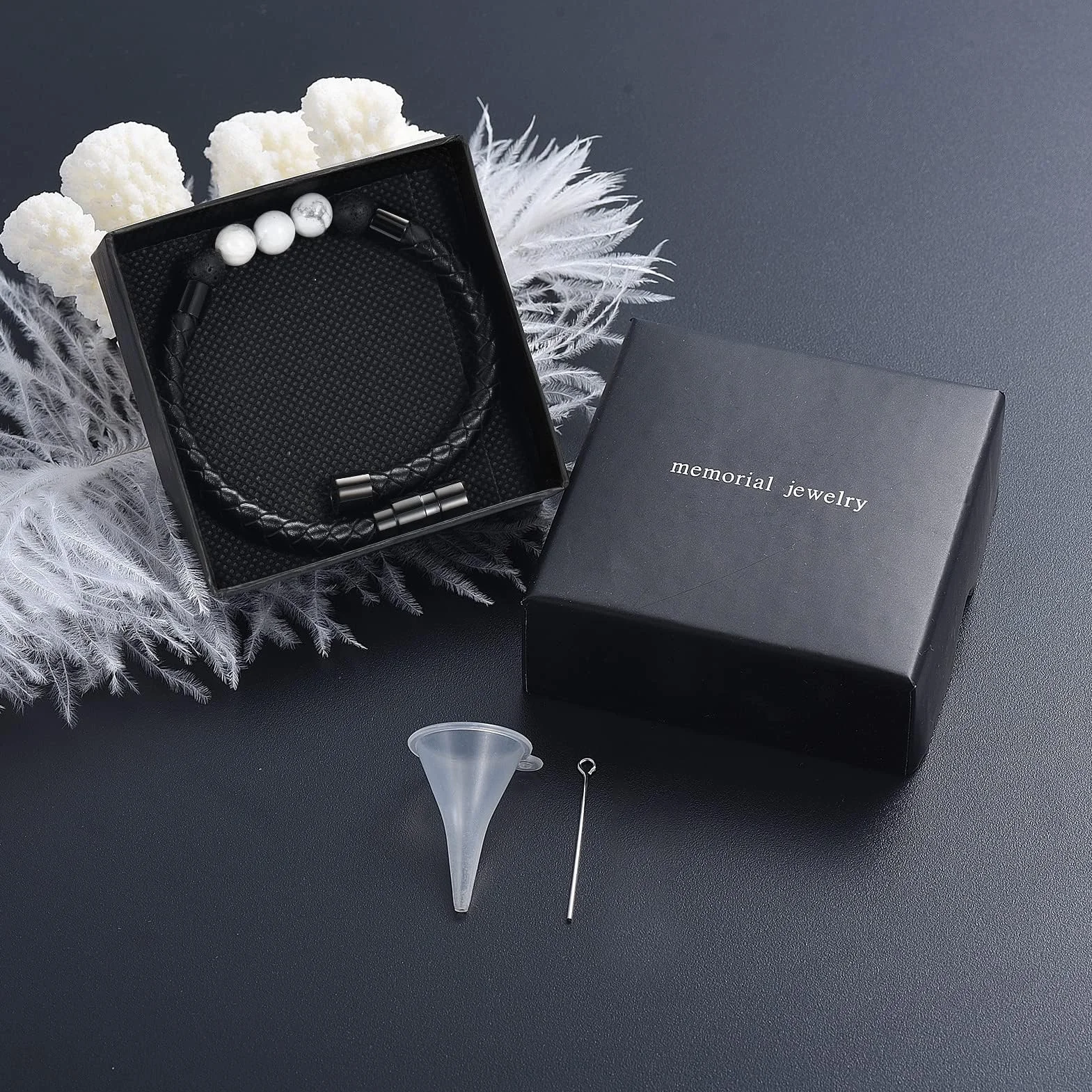 memorial jewelry Urny bransoletka na popiół - kremacja biżuteria z kamienia lawowego urna bransoletka na prochy dla kobiet mężczyzn czakra uzdrawiająca równowaga prawdziwa skóra pamiątkowe bransoletki