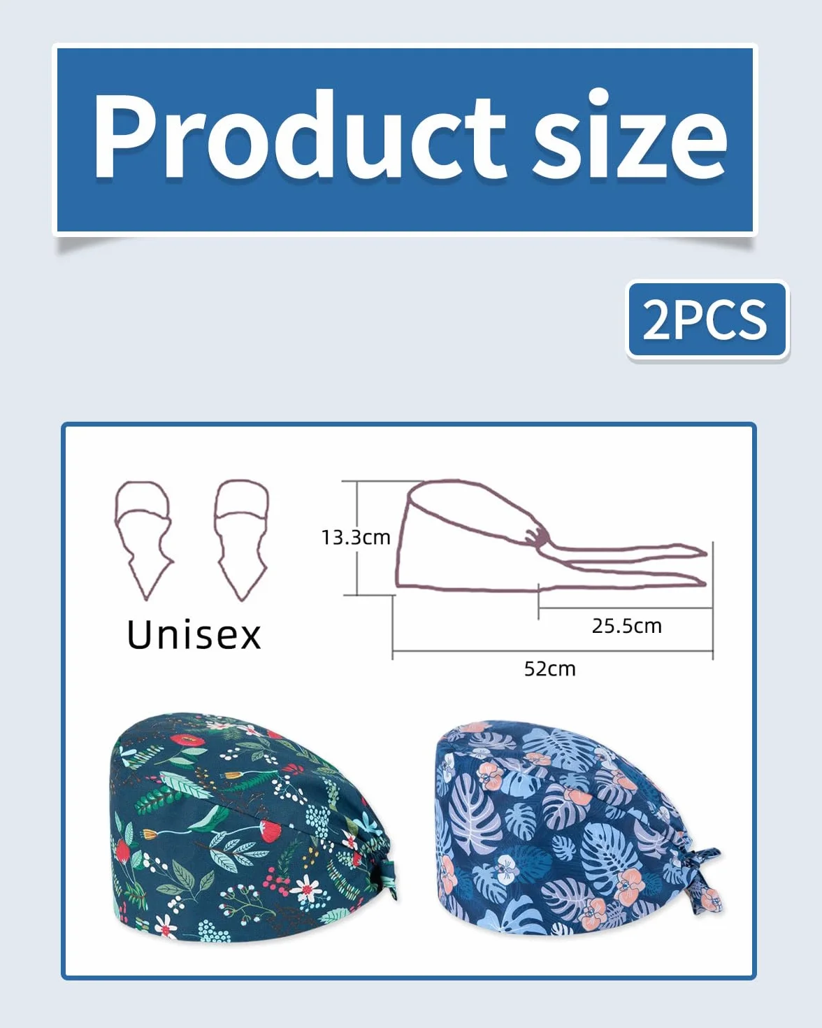 2 szt. Regulowana czapka chirurgiczna, czepek chirurgiczny dla kobiet i mężczyzn, słuchawki chirurgiczne, bawełniane słuchawki chirurgiczne, czapka zdrowotna, czepek chirurgiczny dla