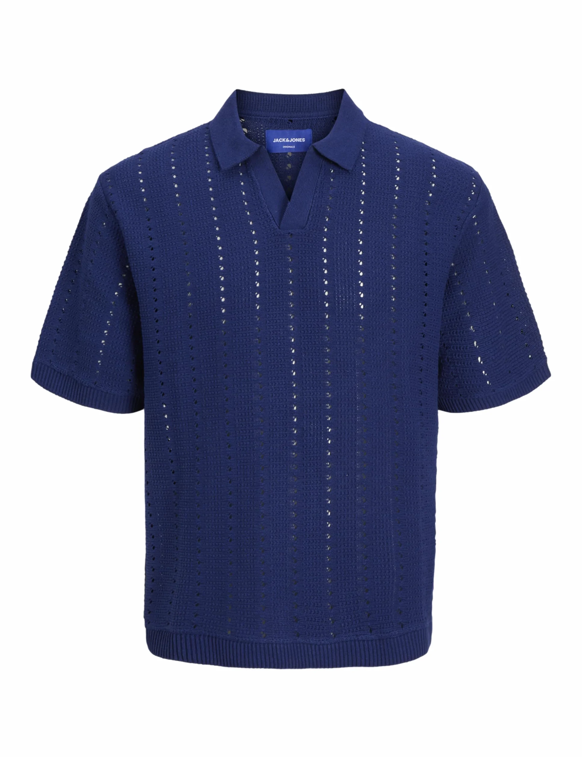Jack & Jones Jorparos Knit Easter Ss Crochet Polo, Ocean Cavern, S