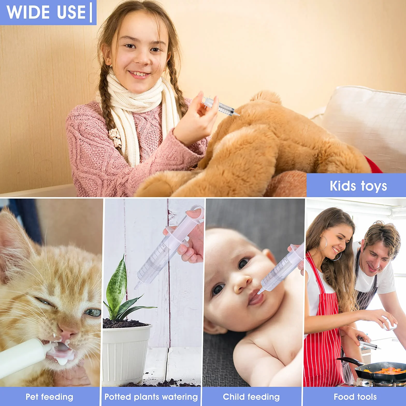 cobee Plastikowa strzykawka z tubką, duża, 100 ml, z wężem 130 cm, strzykawka do karmienia, podlewania, odmierzania składników odżywczych, do laboratoriów naukowych, eksperymentów z aplikacją kleju