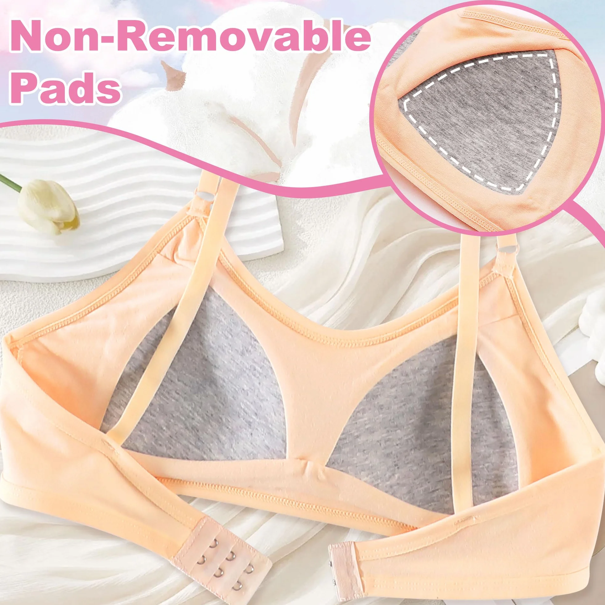 Bustier Meisjes BHS Katoenen 4-pak Sport Braletka regulowana opaska na ramię Zonder Beugel zestaw biustonosz 10-16 lat Veelkleurig