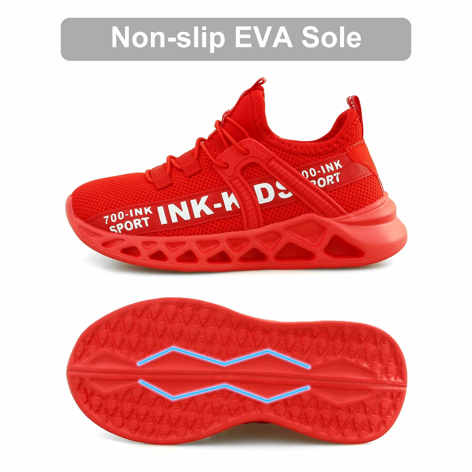 Buty sportowe dla chłopców i dziewczynek, lekkie buty do biegania na świeżym powietrzu, oddychające, dla chłopców, czerwony - Ink czerwony - 36 EU