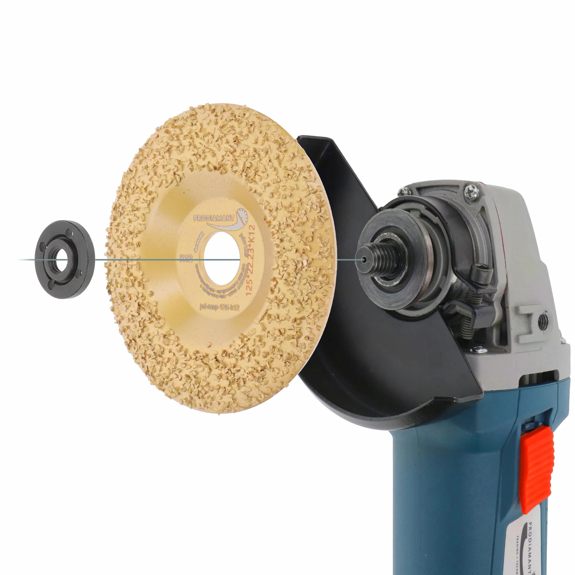 PRODIAMANT Tarcza pilnikowa Ø 125 mm K12 – tarcza szlifierska pokryta węglikiem wolframu do szlifierek kątowych, gruba, idealna do szlifowania, kształtowania i pielęgnacji pazurów