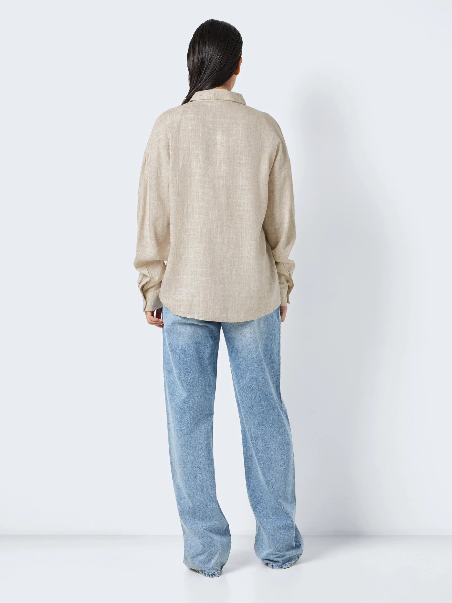 Noisy may Damska koszula Nmleilani L/S Loose Shirt WVN Noos, naturalny, M