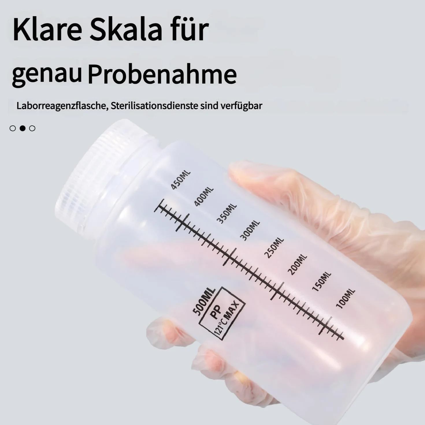 Butelki z odczynnikiem PP ze skalą – jakość laboratoryjna, butelki do przechowywania płynów, z pokrywką uszczelniającą, odporne na działanie środków chemicznych (przezroczysty kolor, 500 ml)