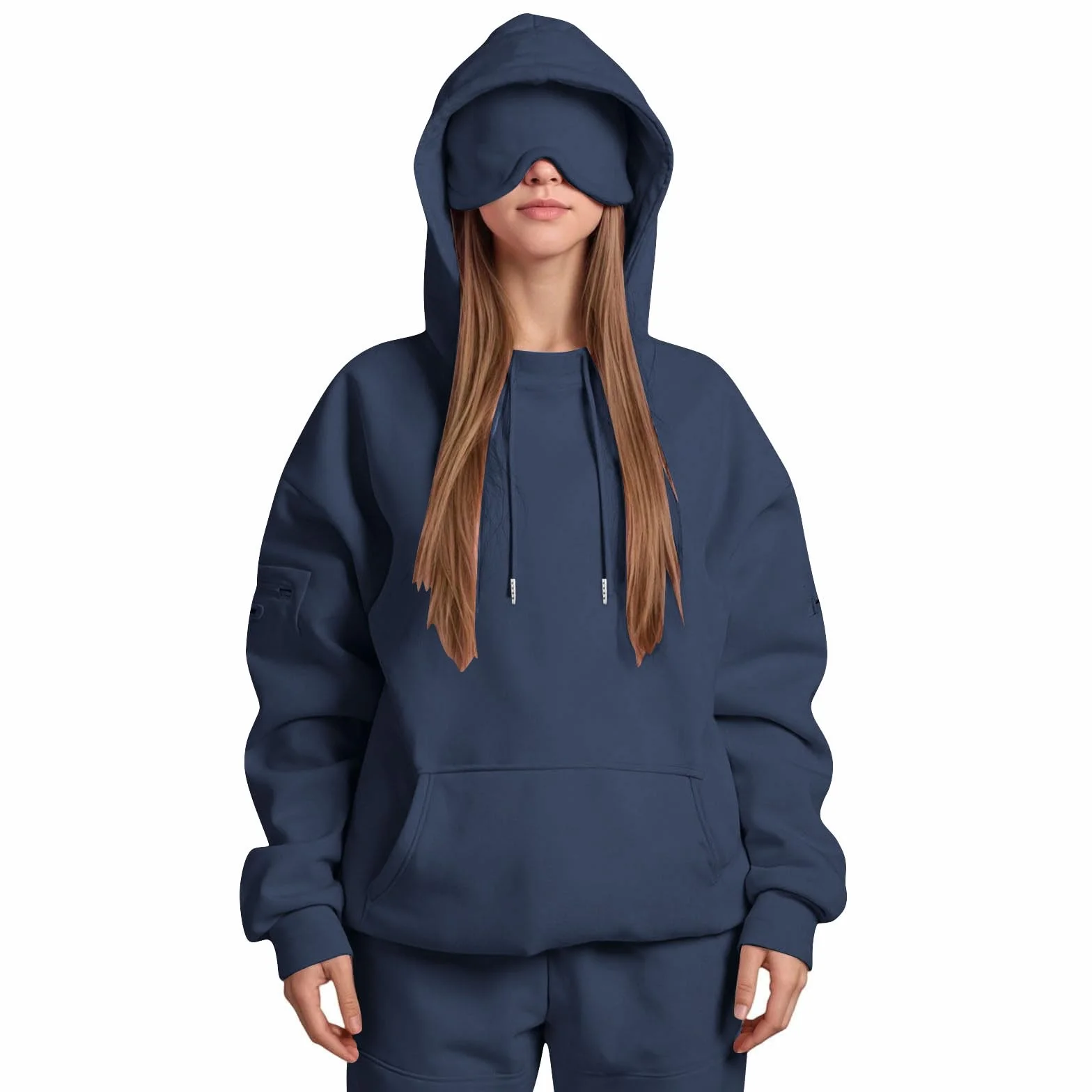 Damskie bluzy z kapturem oversize z kieszeniami na zamek