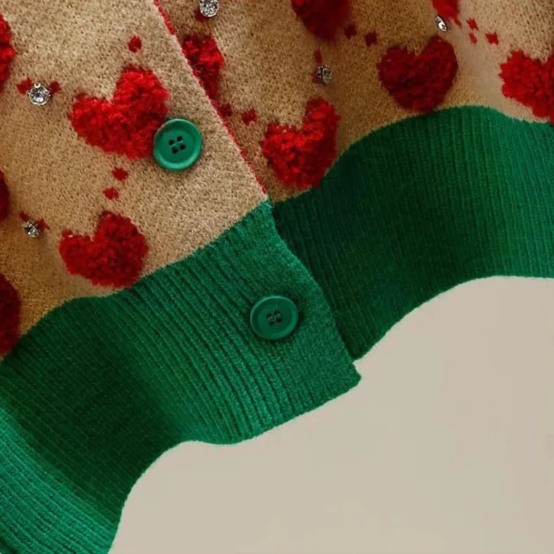 Damski sweter z dzianiny w kratę z okrągłym dekoltem, kardigany vintage, jednorzędowy, krótki kardigan