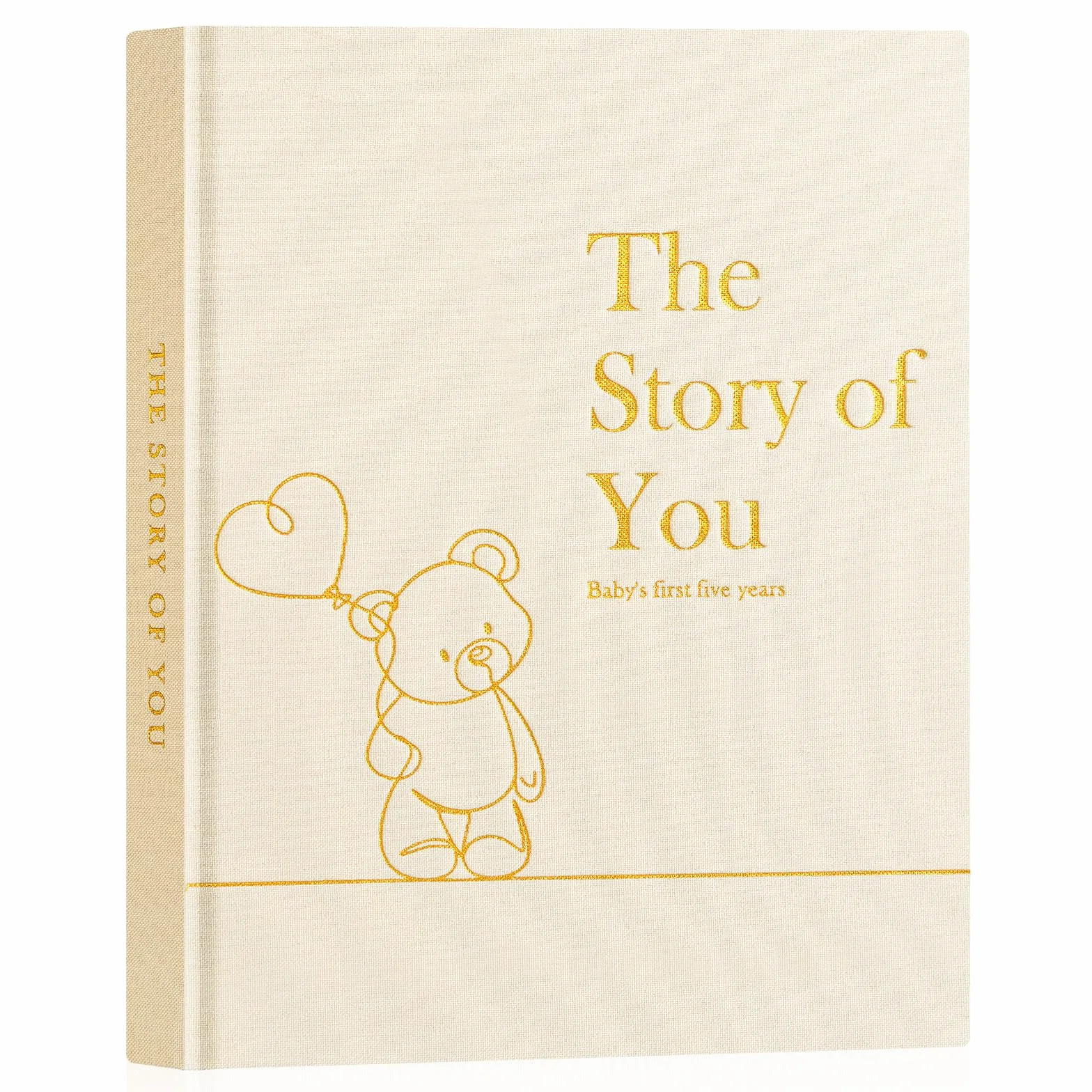 Lanpn Album ze zdjęciami dla dziecka Pierwszy 5 Rok dla chłopca dziewczynki, The Story of Your Baby Memory Book, Pamiętnik Baby Book, Dziennik dla noworodków Prezent (beżowy, angielski, 154 strony)