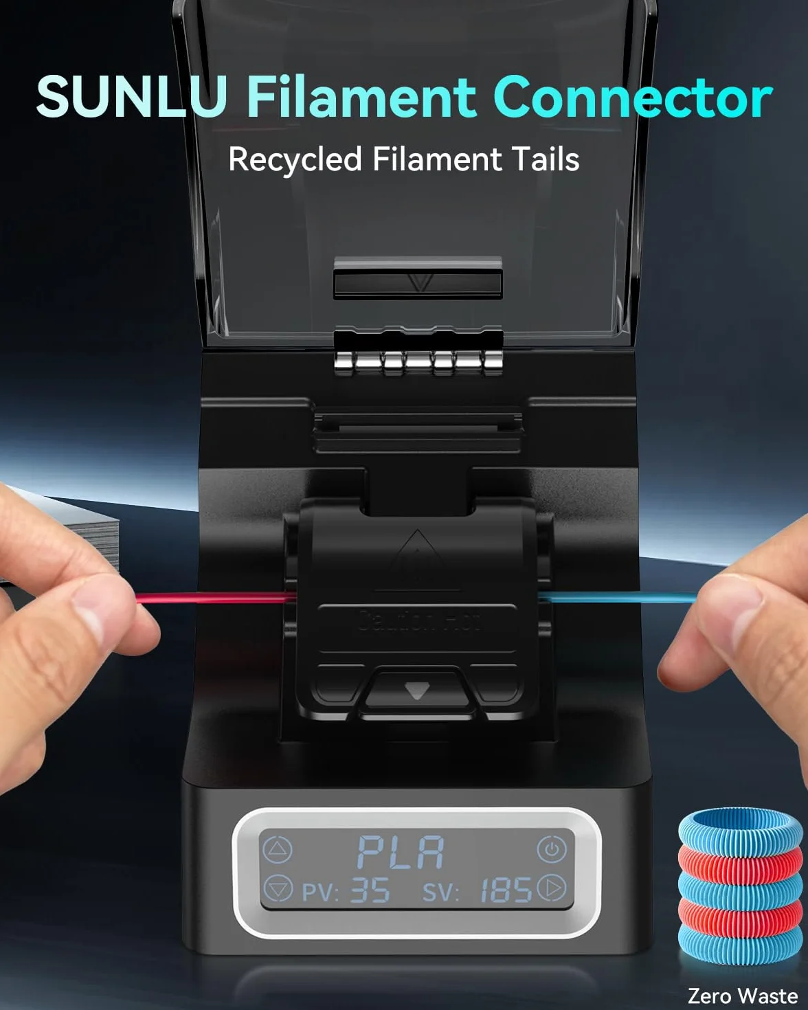 SUNLU Złącze filamentu 3D 1,75 mm 240°C PLA PETG ABS PA 200 szt.