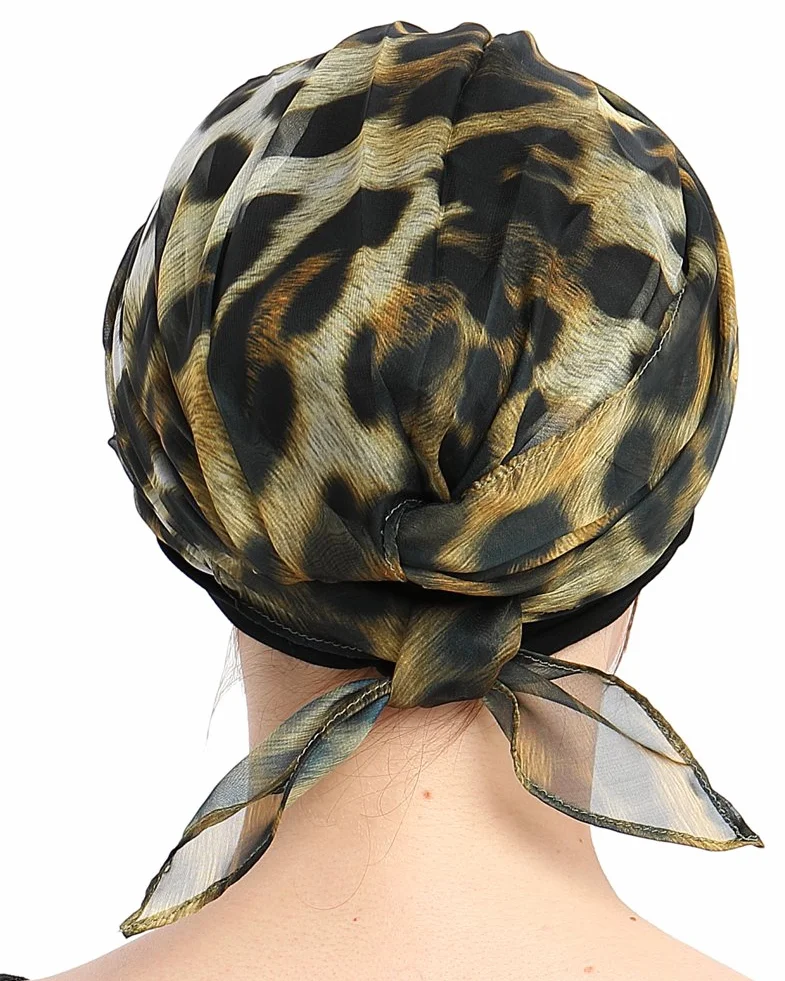 FocusCare chemo turban nakrycie głowy dla kobiet po chemioterapii chorych na raka, Leopard, jeden rozmiar