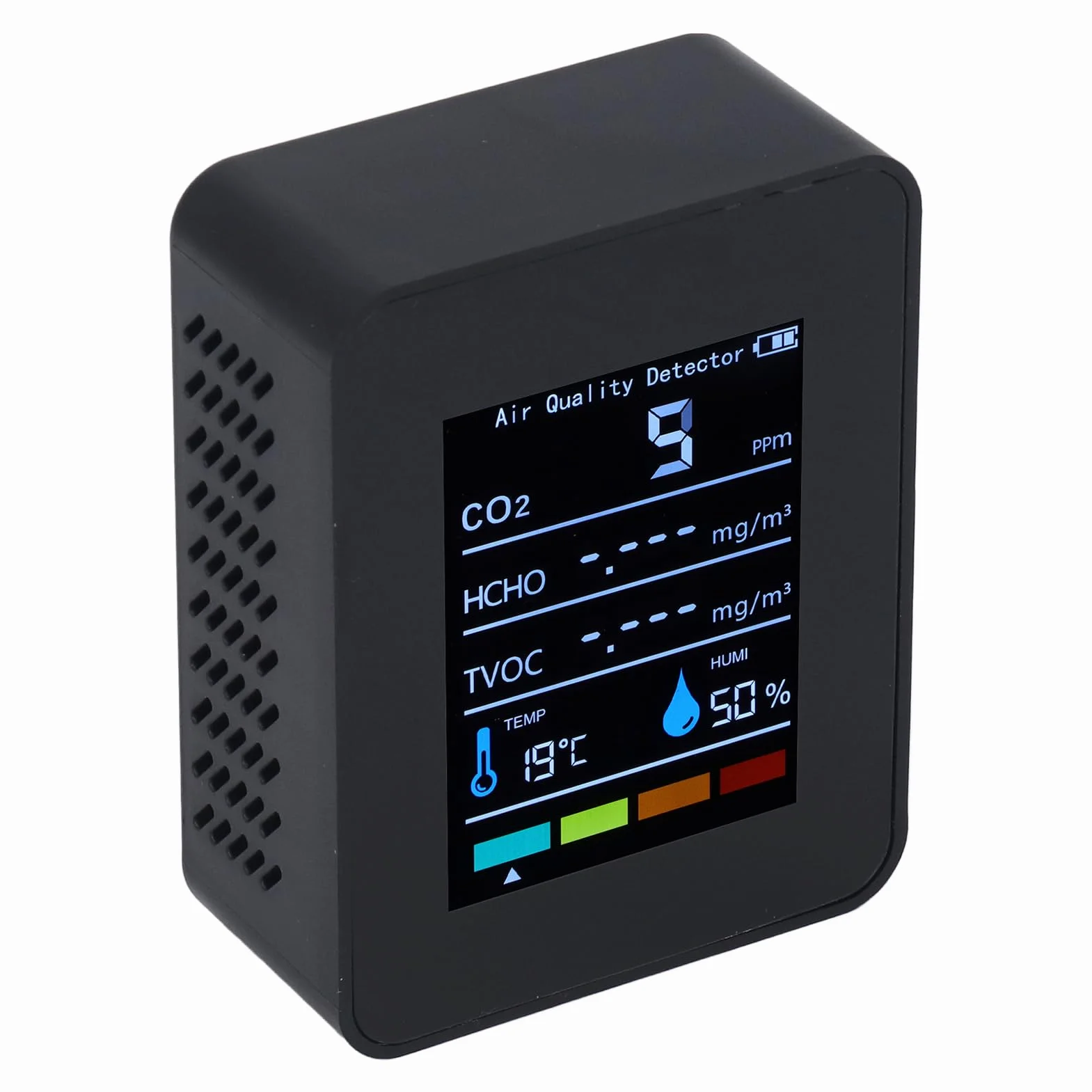 Temperatura Wilgotność Miernik Jakości Powietrza, CO2 Detektor Dwutlenku Węgla Wyświetlacz LCD TVOC HCHO Temperatura Wilgotność Jakość Powietrza, Mierniki Jakości Powietrza w