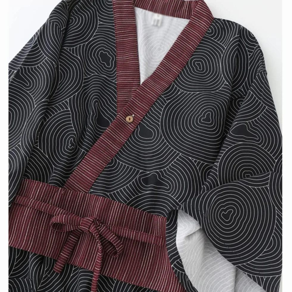 Fancy Pumpkin Yukata męskie kimono, ubranie do sauny parowej, pidżama, Khaki1195XL, XL