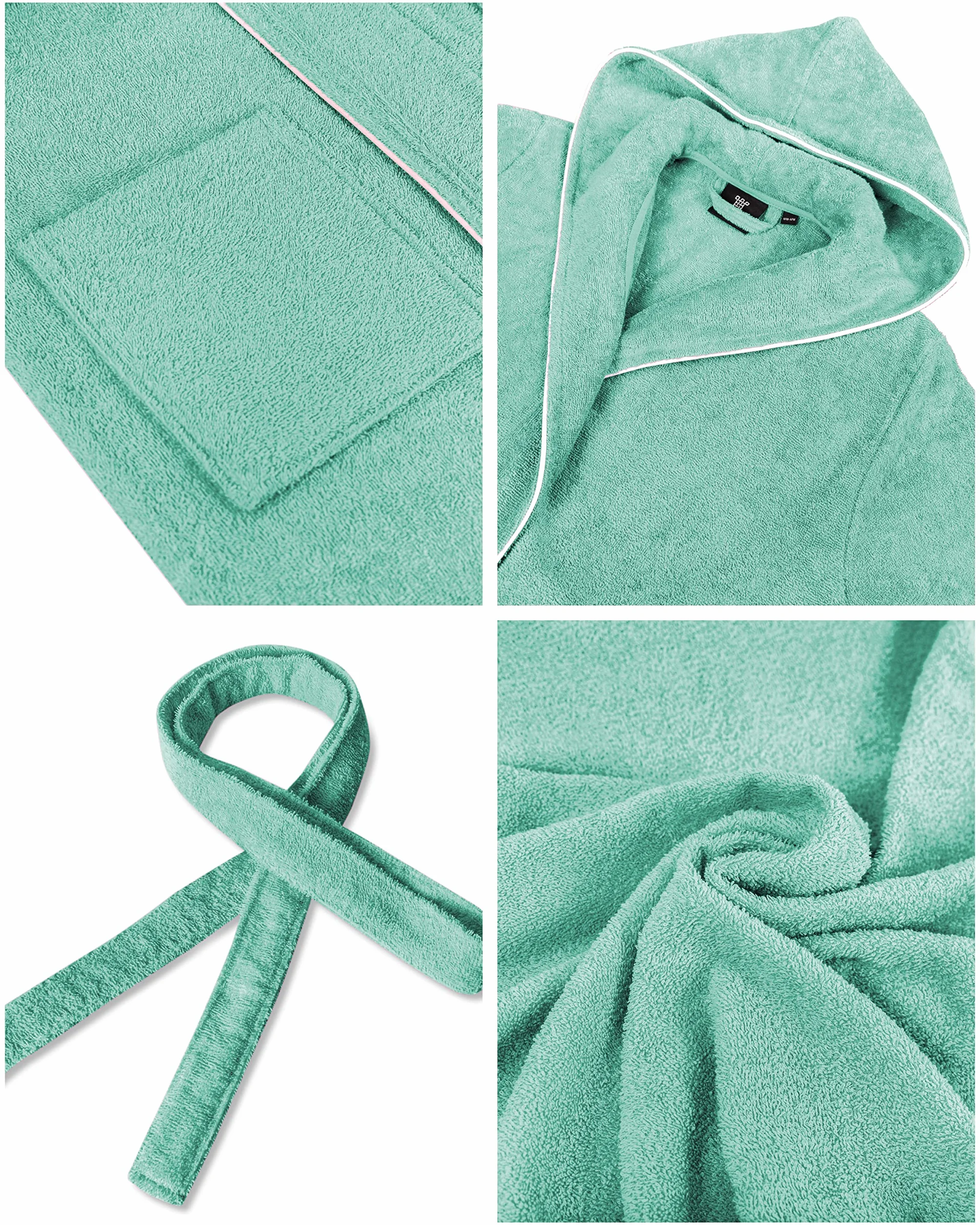 LAYNENBURG Szlafrok kąpielowy premium dla dzieci i nastolatków z kapturem – 100% bawełna – Öko-Tex Standard 100 – puszysty frotte – rozmiary od 110 do 176