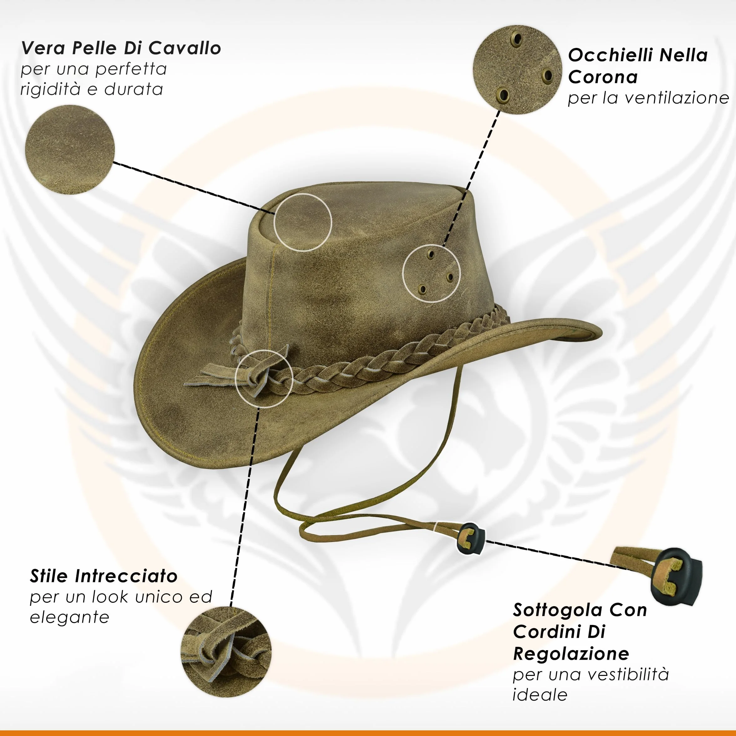 Kapelusz kowbojski Leatherick ze skóry bydlęcej zamszowej w stylu australijskim Western Outback