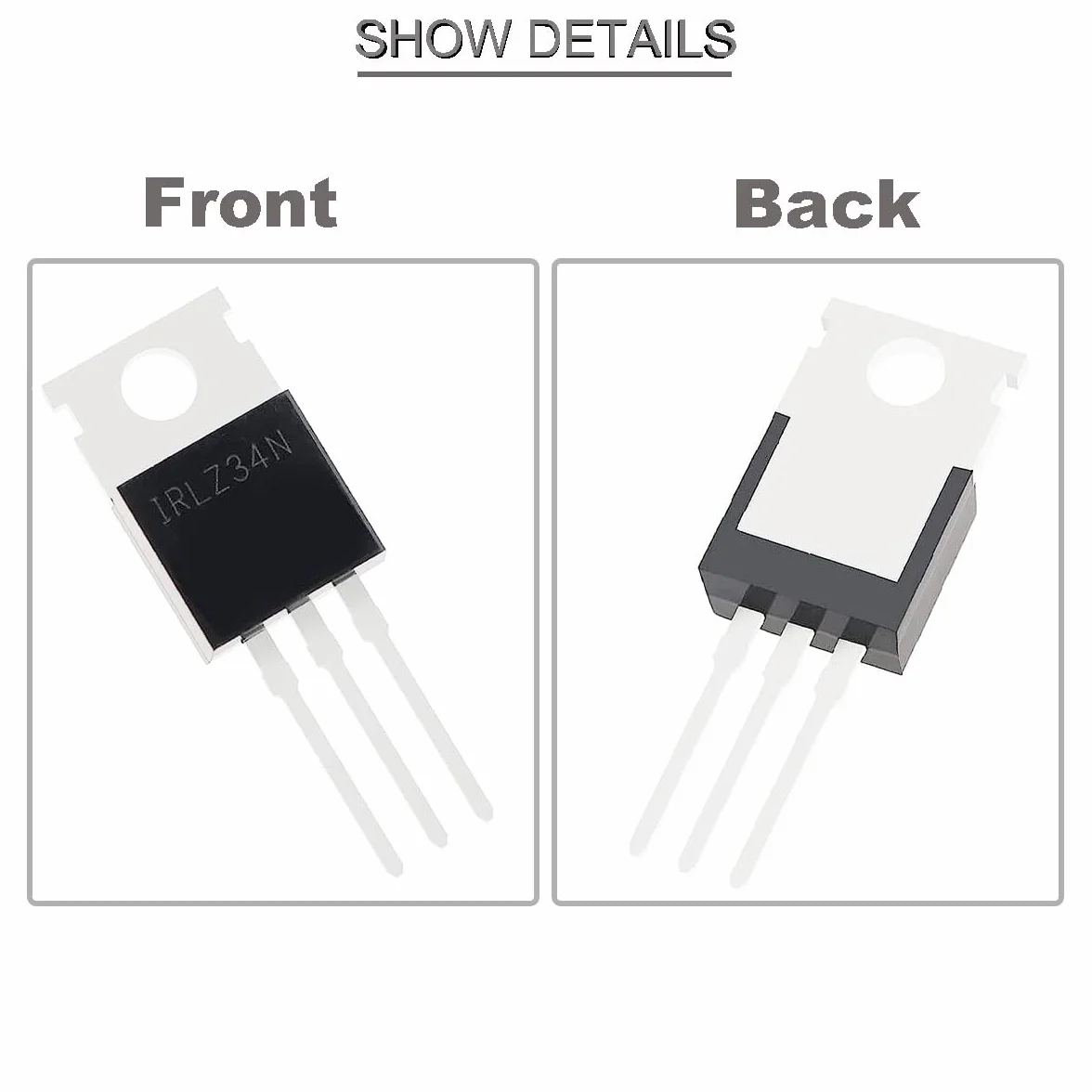 IRLZ34N Tranzystor Mosfet IRLZ34NPBF N-Channel TO-220AB 30A 55V 3Pin Prostownik tranzystorowy polowy, z podkładką śrubową z gumowym radiatorem Wkrętak silikonowy