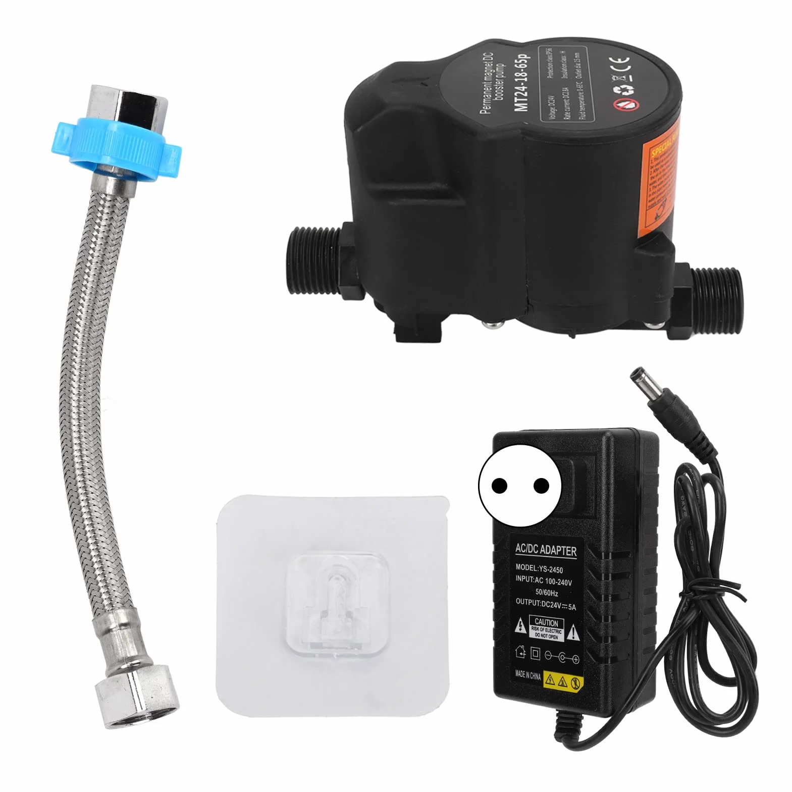 Pompa zwiększająca ciśnienie wody, Wysokie ciśnienie, niski poziom hałasu, automatyczna pompa wspomagająca prysznic, DC24V Inline Pompa Boosting wody z rury wodnej dla domu (EU)