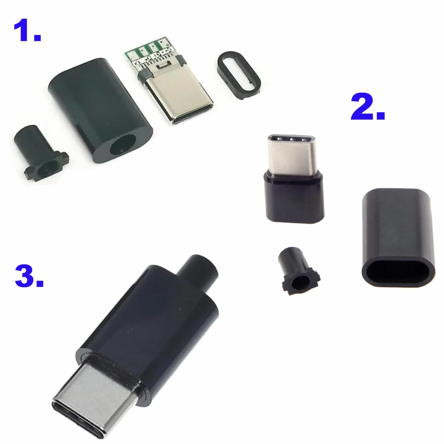 RUNCCI-YUN 20 szt. złącze micro USB C do lutowania, 24 piny USB 3.1 typ C wtyczka SMT płytka wtykowa Breakout Board do lutowania przewodów i kabli 24P PCB Board Support moduł z obudową typu C