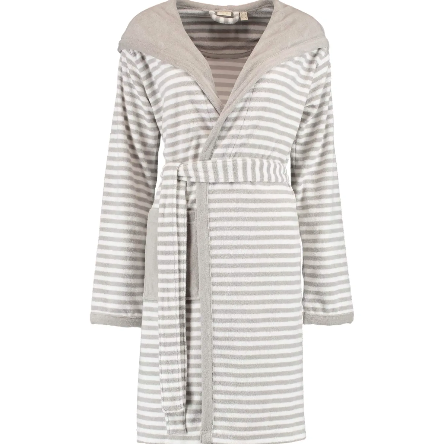 ESPRIT Szlafrok frotte w paski z kapturem, Stone, 48