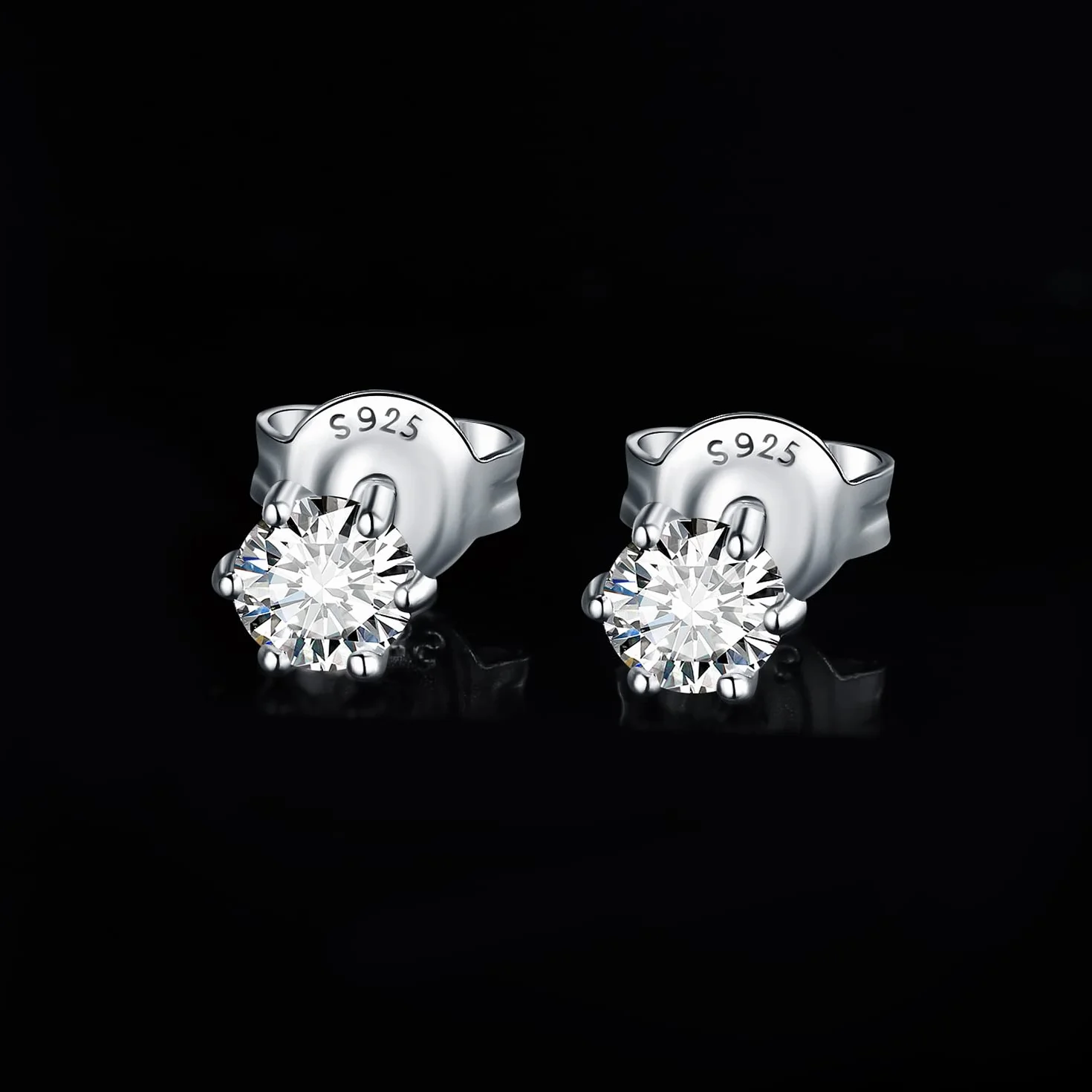 JewelryPalace Okrągłe kolczyki sztyfty Moissanite Srebro 925 Kolczyki damskie Srebrne dziewczęce kamienie szlachetne Prezent